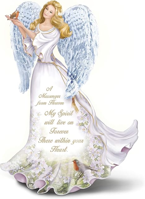 The Bradford Exchange Forever With You Angel Figurine - With Illuminating LED Lights and Robin Artwork