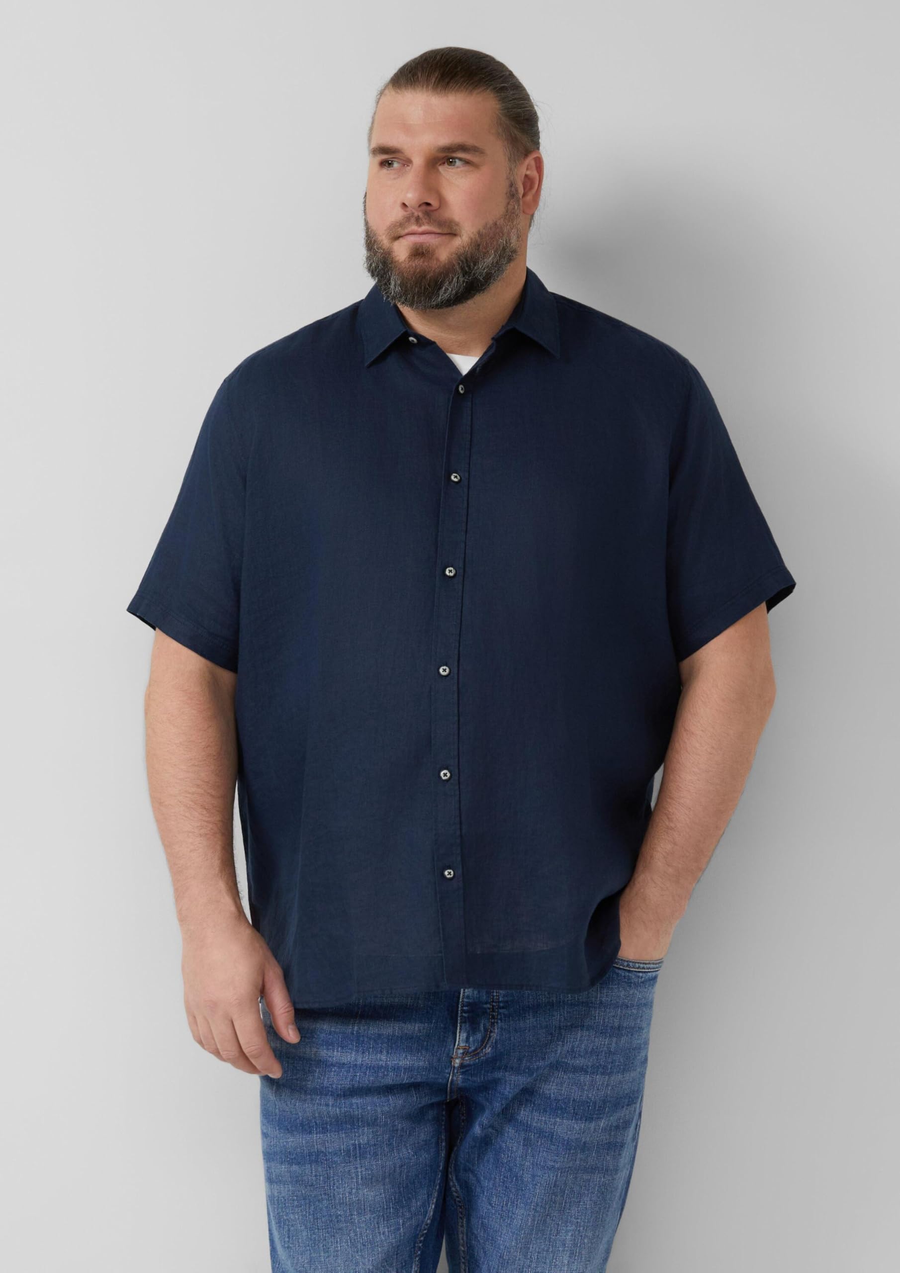 s.Oliver Herren 2180514 Leinenhemd Kurzarm, Regular Fit