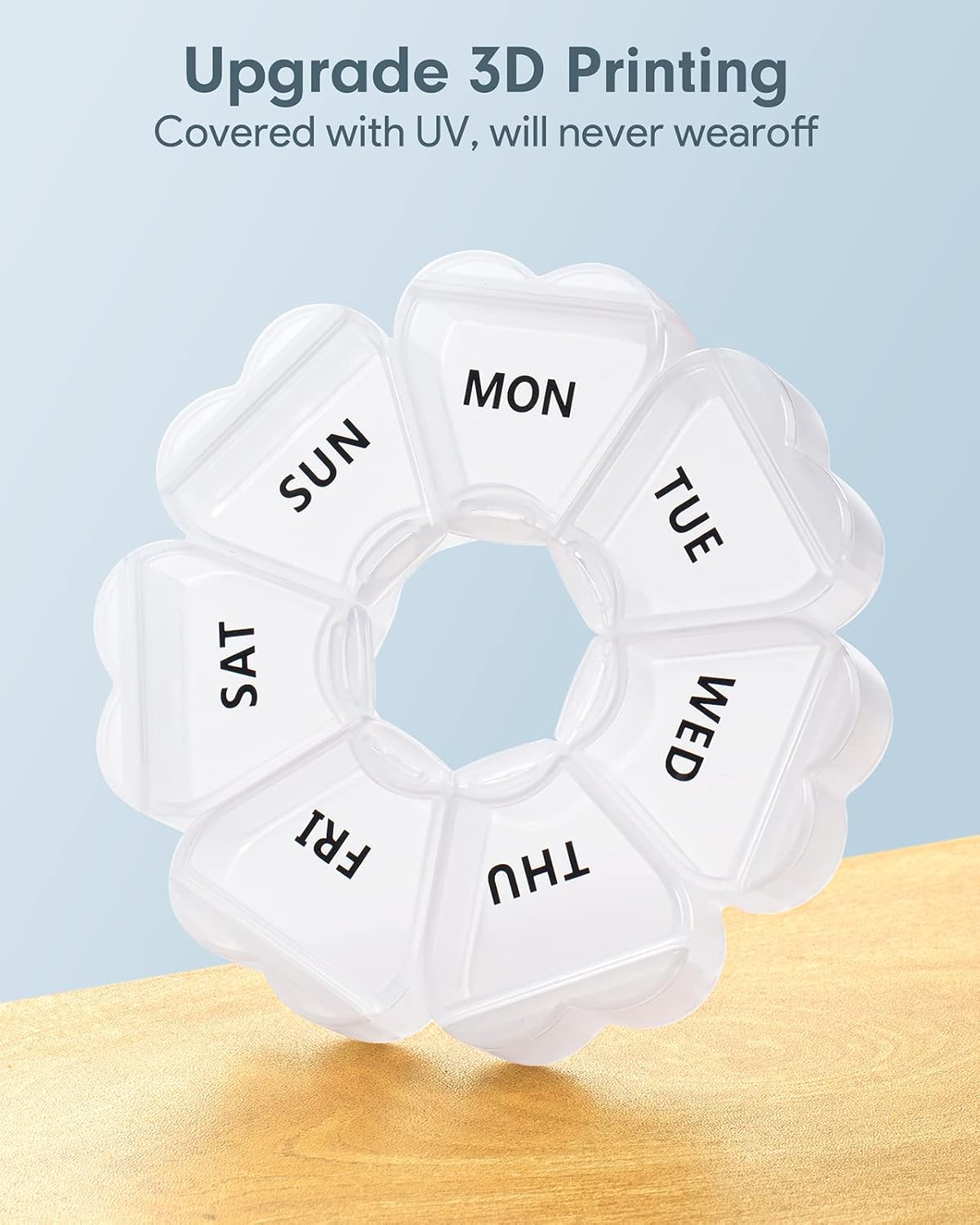 Large Weekly Pill Organizer, Pill Box 7 Day, KAPENS Daily Vitamin Case Large Capacity Compartments, Pill Containers for Fish Oil Medicine Supplements