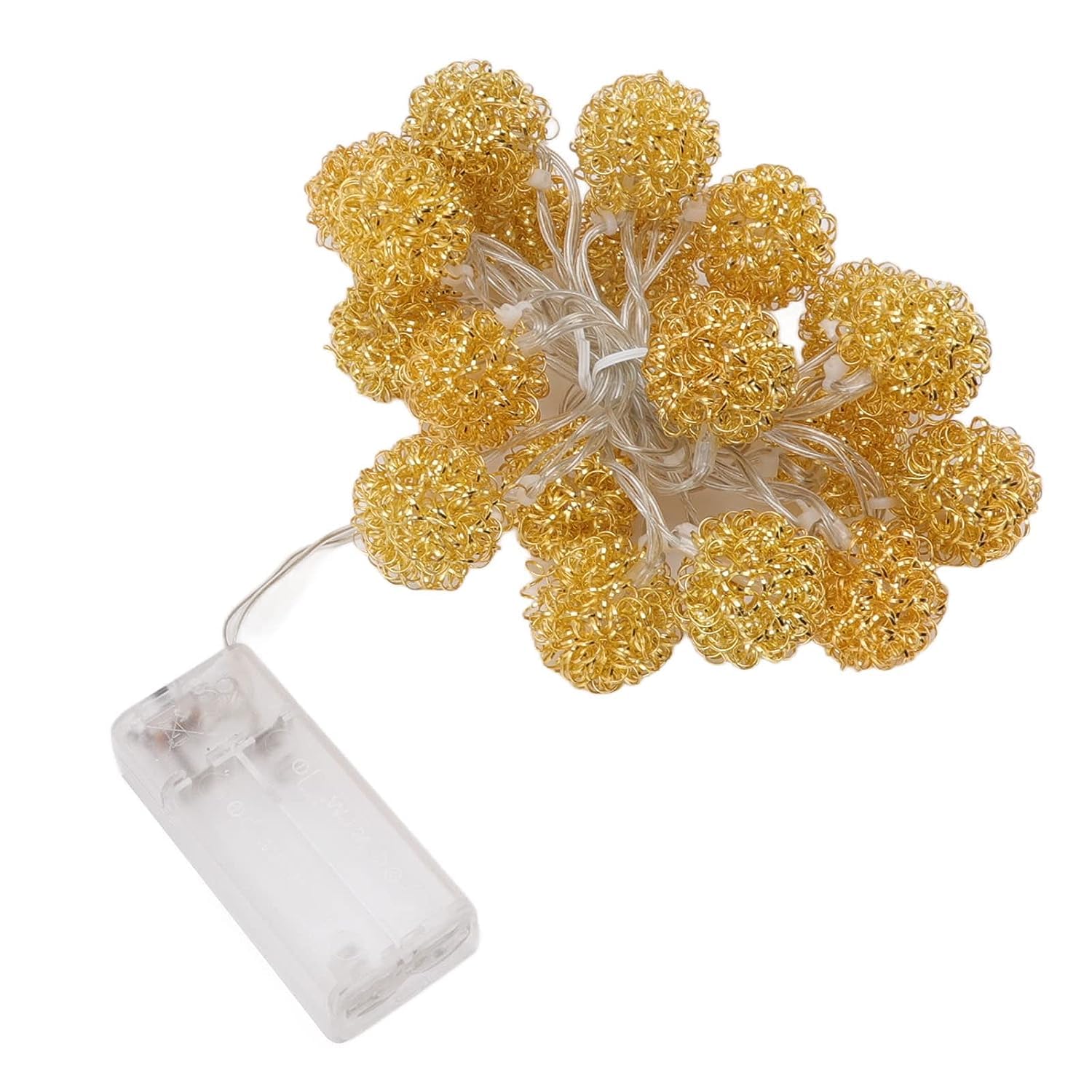 NIYA - LIGHT UP LIFE Innovative Iron Wire Round Ball String Lights for Christmas Party Night Lights Gold 3 Meters 16LEDs Metal Ball String Lights (Modern, NL-14-2A, Metal, 3M, 1, NL-14-2A)