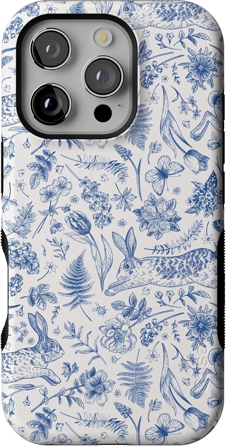 Casely iPhone 16 Pro Case | Hop & Bloom | Bunny Toile | Compatible with MagSafe | Bold Protective Design