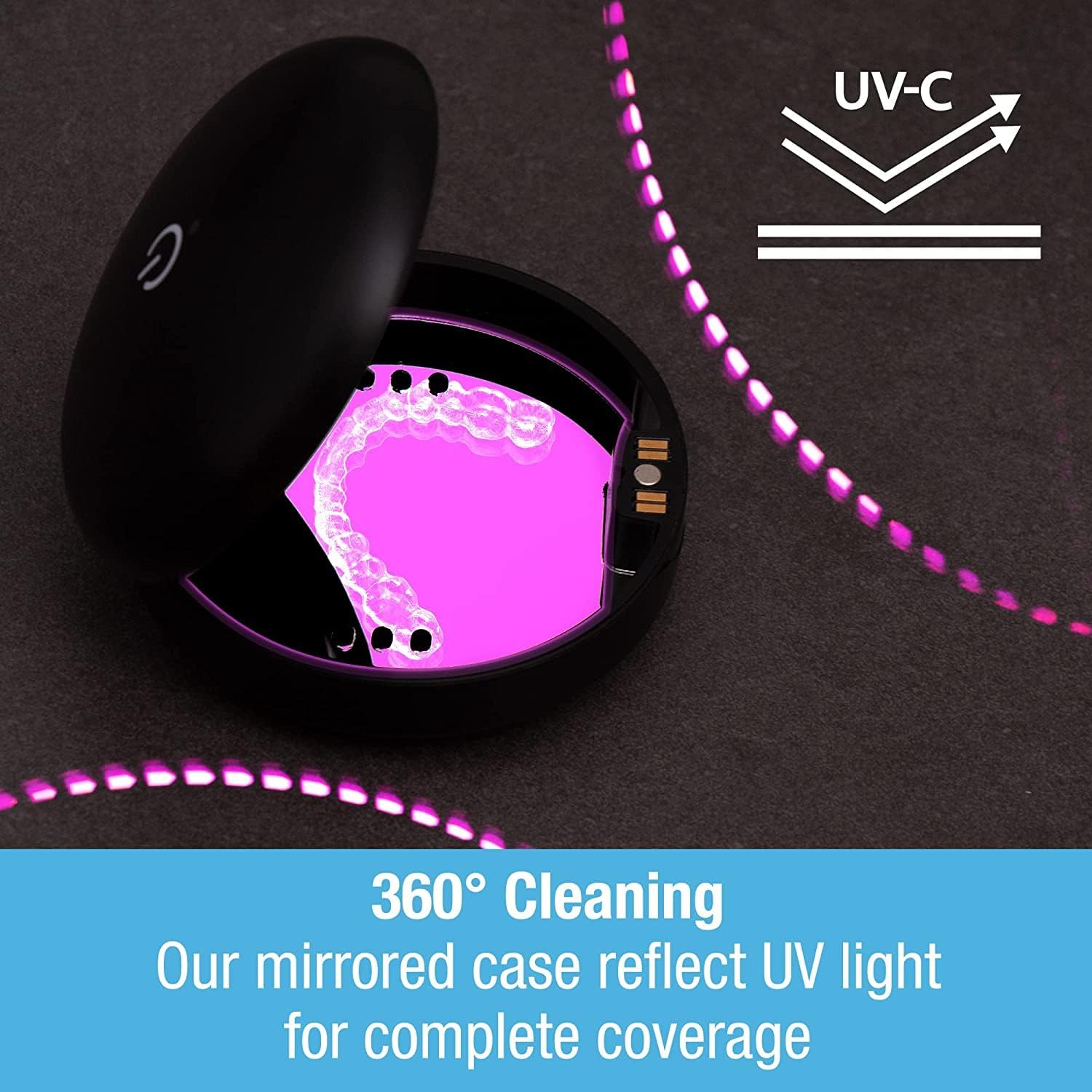 Tilcare UVC Retainer Case for Invisalign Dental Aligner with UV Light for Aligners, Retainers, Mouth Guard, Whitening Trays - Remove Odors