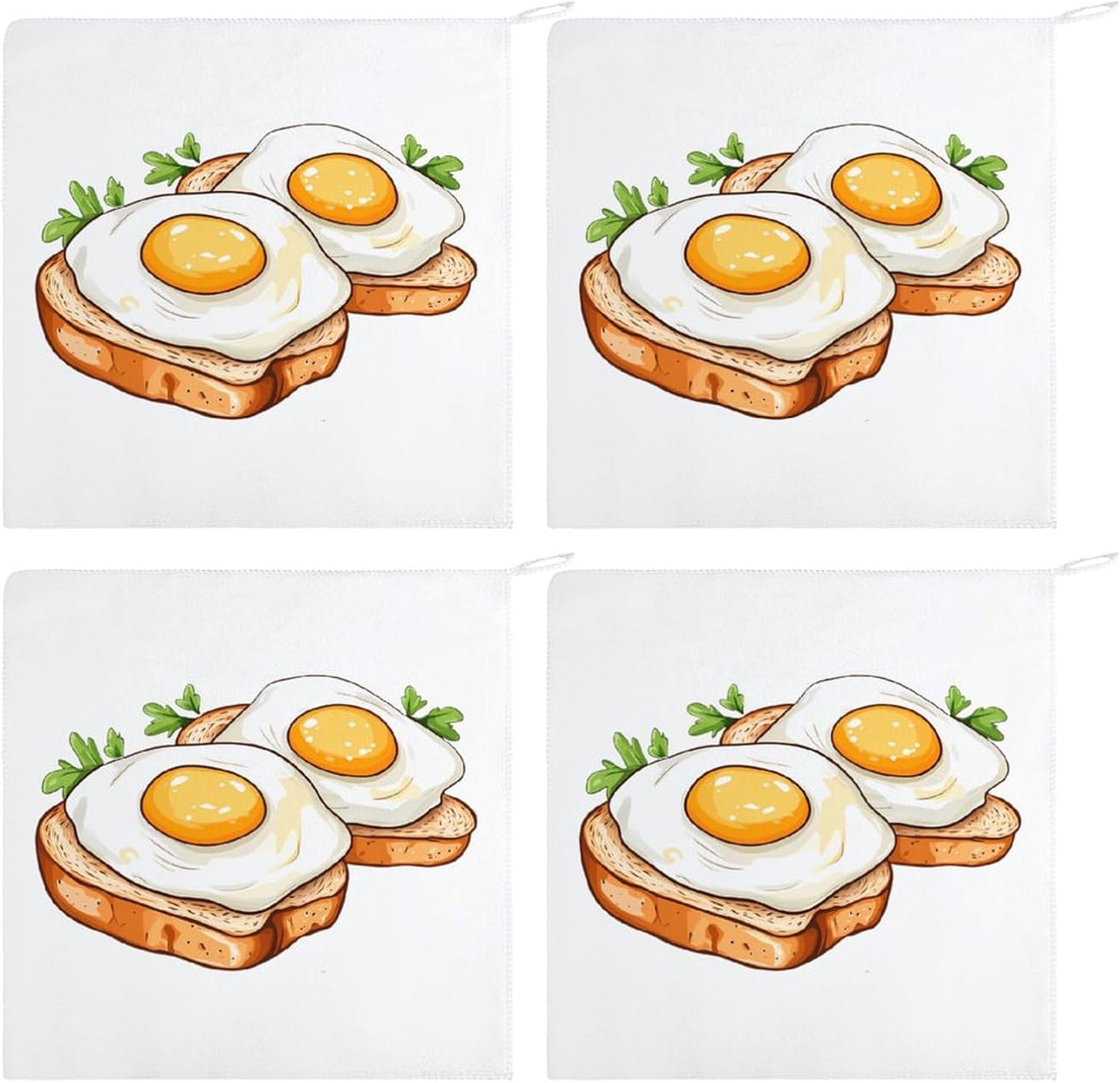 Egg in A Toast Towel Hand Towels Decorative Towel for Bathroom Kitchen Shower Gym 4PCS