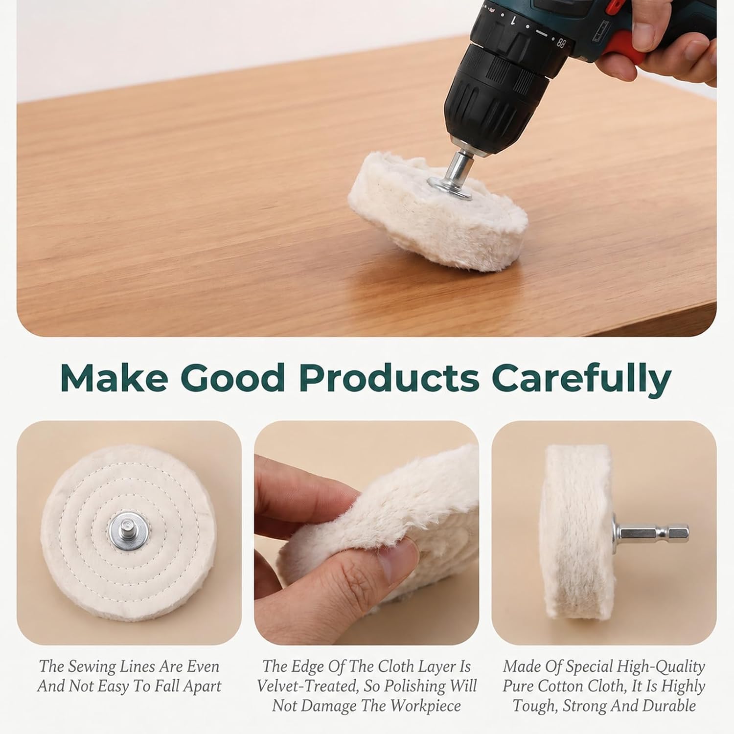 19 Pcs Buffing Wheel for Drill, Polishing Wheel Kit with 6 Pcs