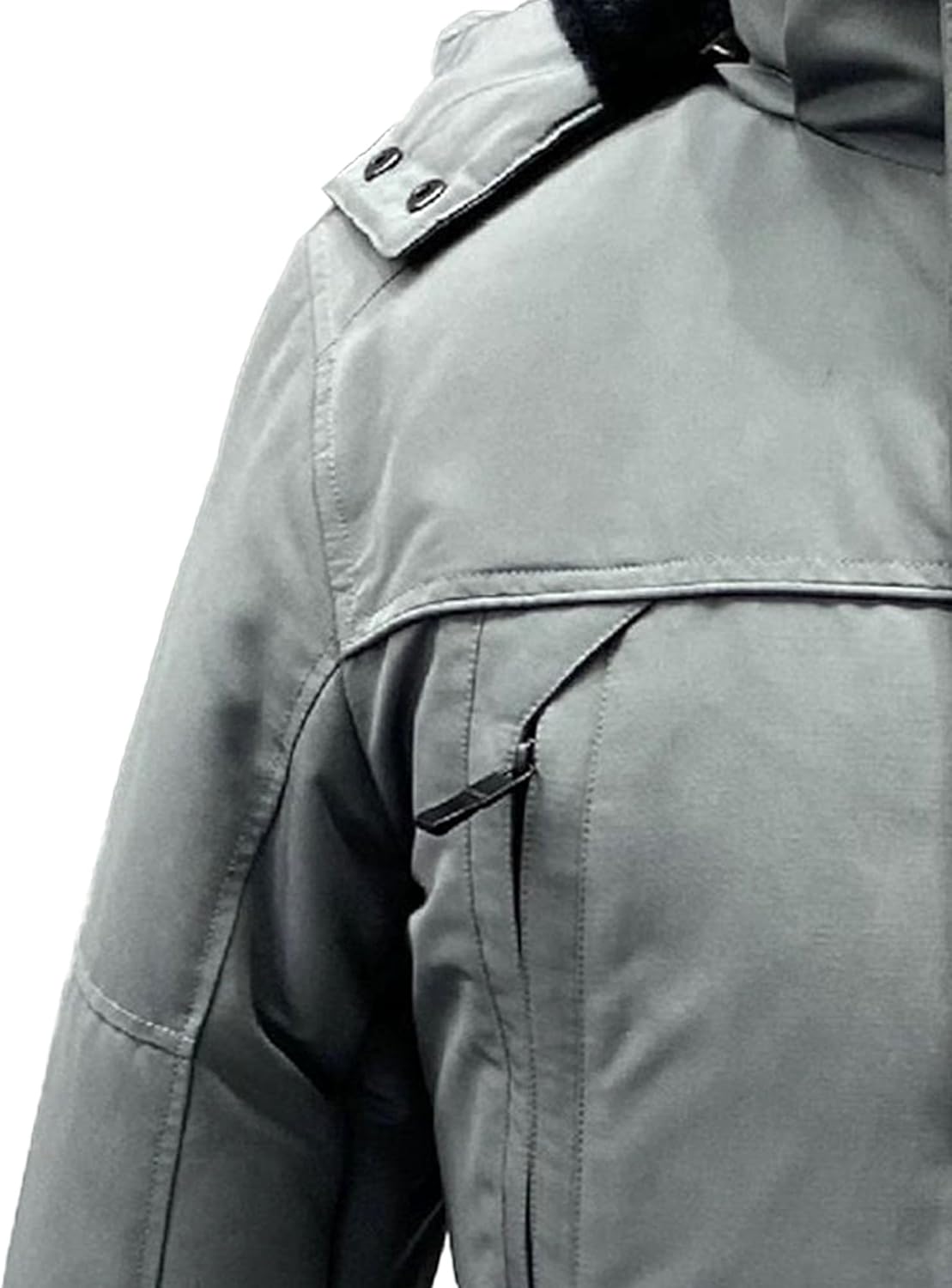 DGKaxiyaHM Men's Casual Outdoor Waterproof Parker Coat Thicken Cotton Military Jacket Zipper Windproof Hooded Outerwear (Grey,3X-Large)