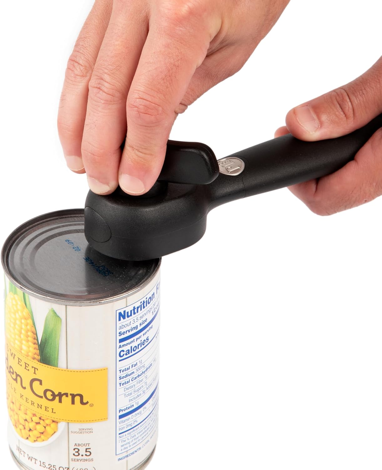 PL8 Safety Can Opener - Smooth Edge Manual Can Opener with Ergonomic Handle for Easy Use, Lid Resealable Design, Eliminates Sharp Edges
