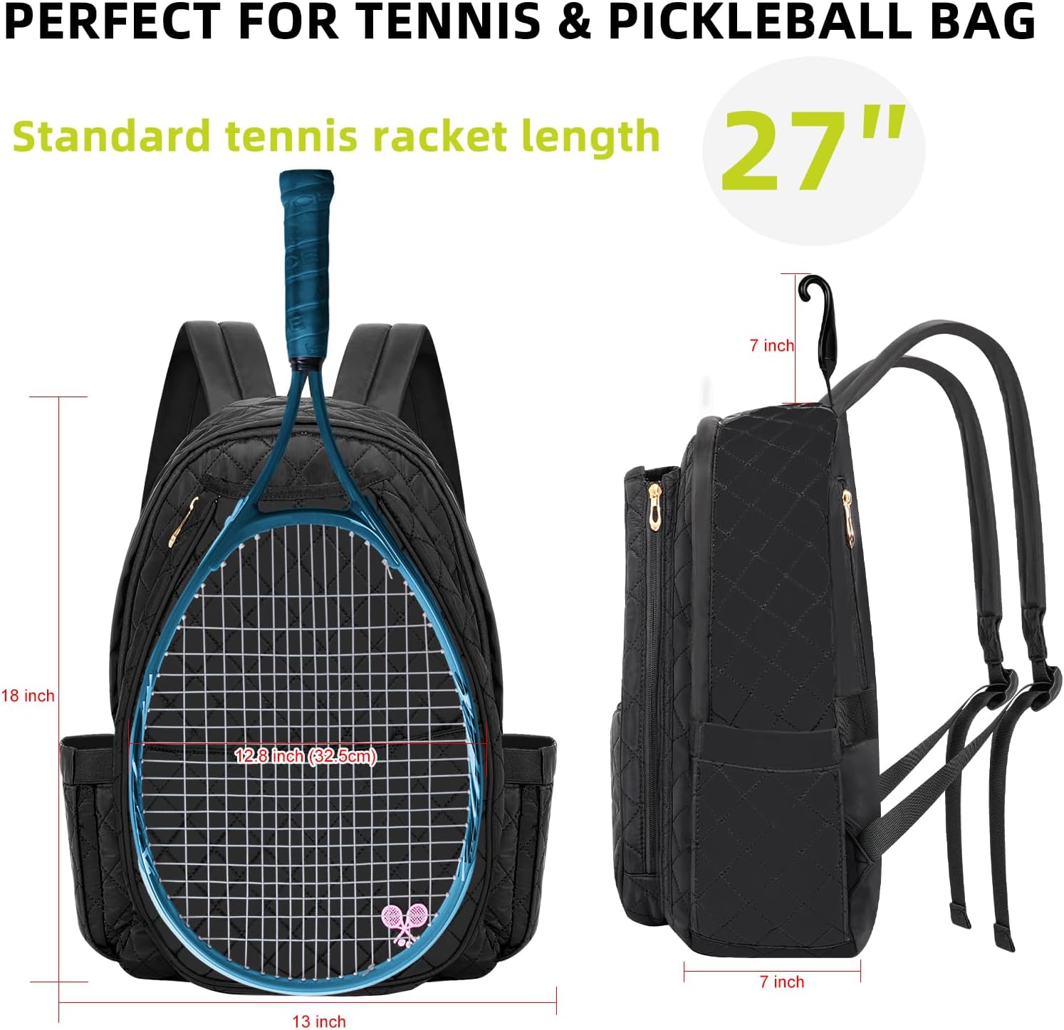 YEEGO DIRECT Tennis Bags for Women, Tennis Backpack Pickleball Racket Bags,Water-Resistant Sling Tote Padel Bag for Pickleball Tennis Badminton, Cute Gifts for Women Girl Kids, Duffle Bag Gym Travel