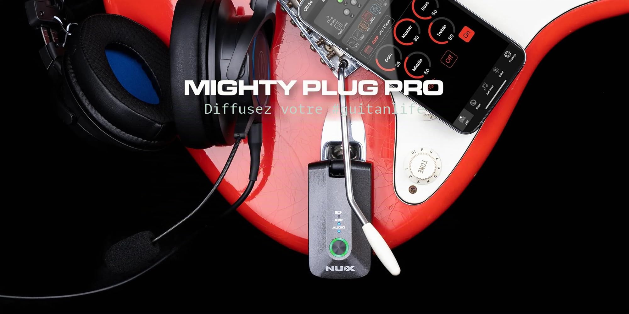 NUX | Amplificateur de casque Mighty Plug Pro pour guitaristes et basses, dans un format de poche et adapté à la poche