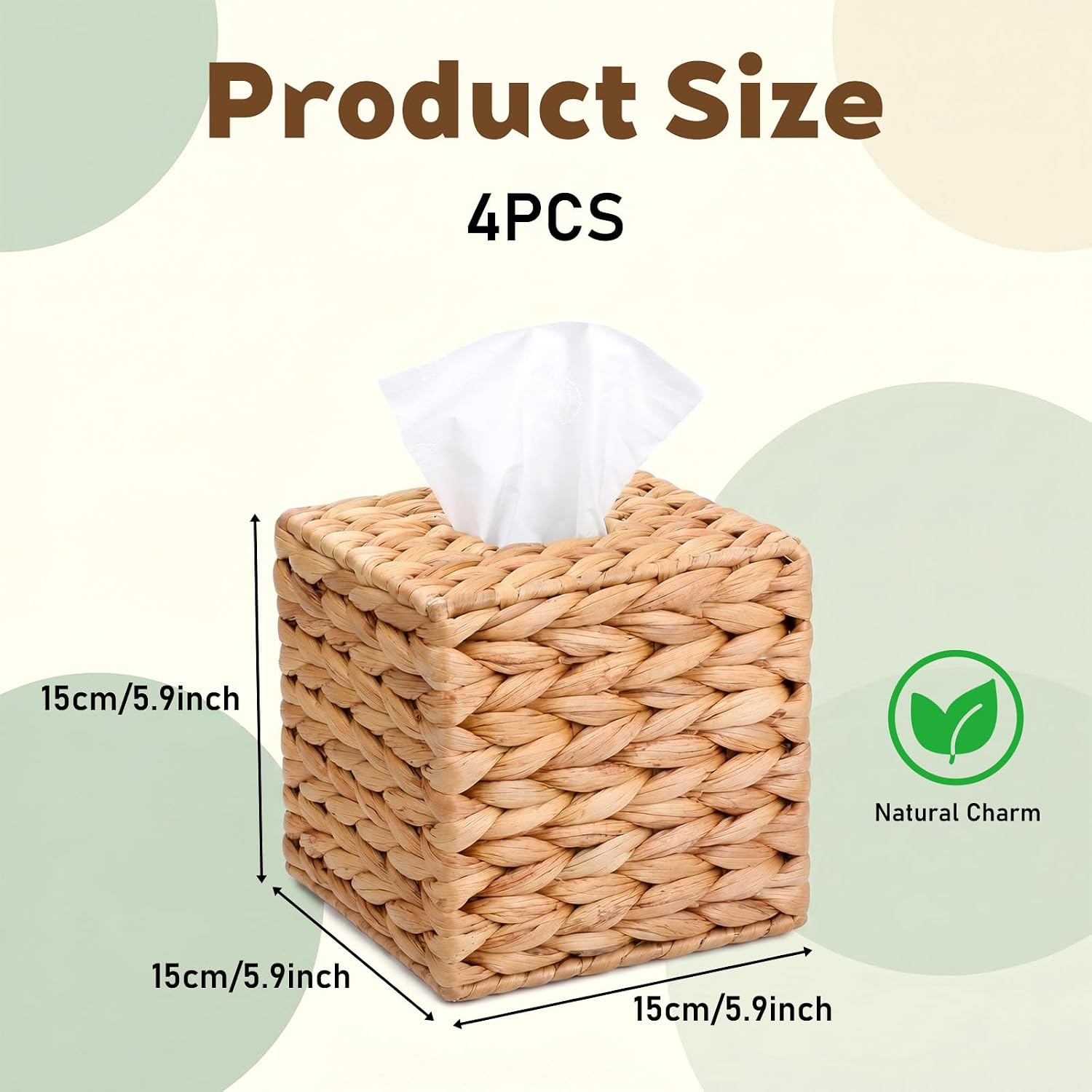4Pcs Wicker Tissue Box Cover Square Rattan Wicker Tissue Box Holder