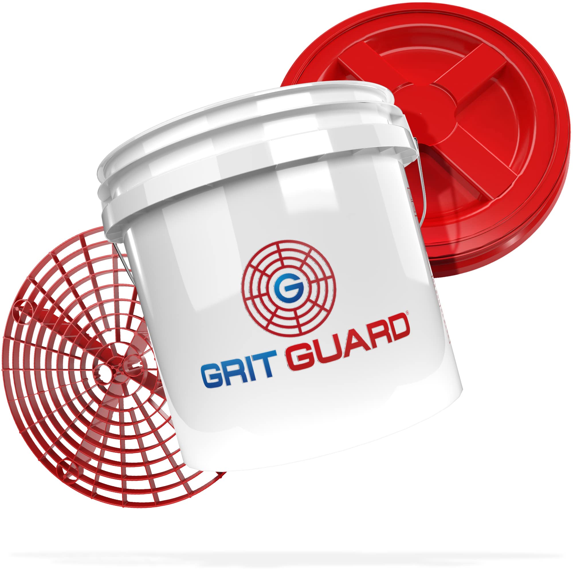 detailmate GRITGUARD Profi Wascheimer Set | US 3.5 GAL Bucket ca. 13L + Gamma Seal Eimer Deckel + Grit Guard Schmutzeinsatz | Ideal für die Handwäsche am Auto, Motorrad & Caravan