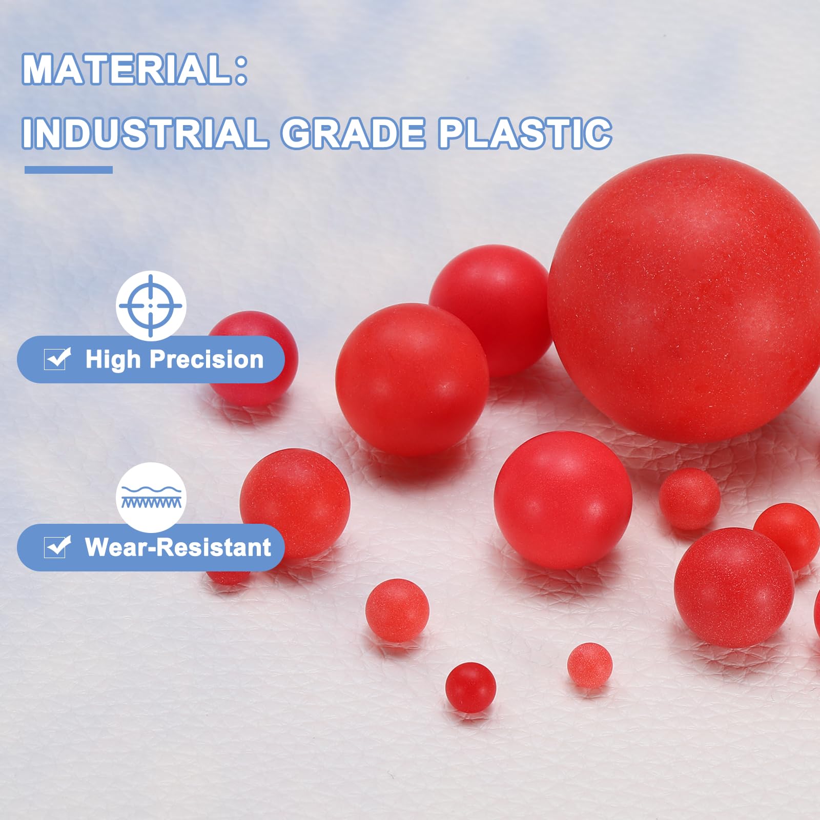 QUARKZMAN 100 Piezas Bolas Rodamiento Plástico PP 8mm Precisión G2 Superficie Escarchada Rojo