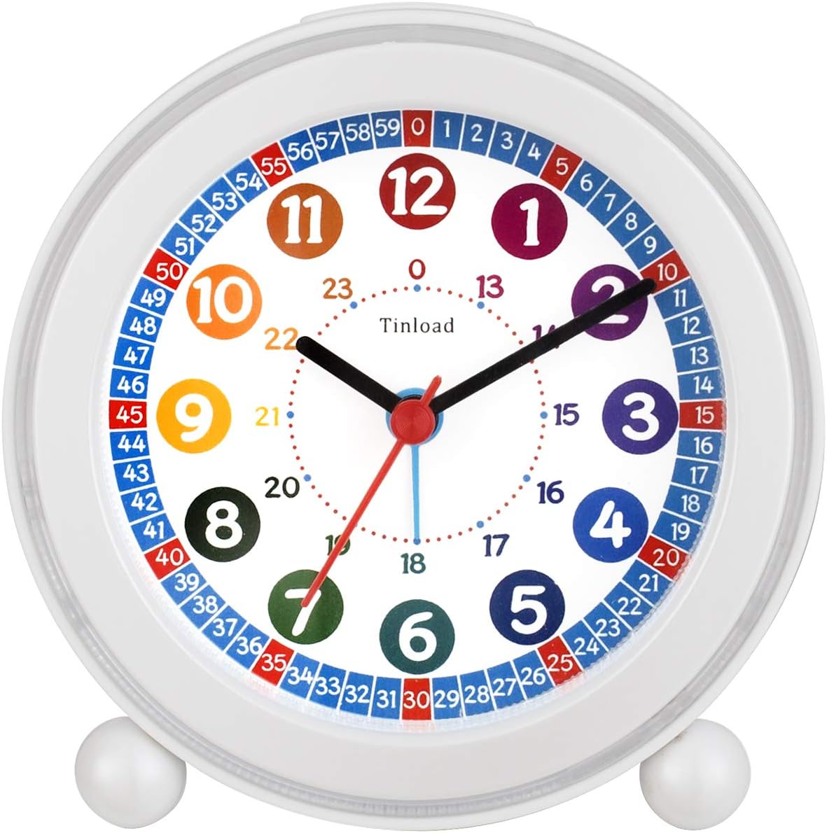 Tinload Analog Alarm Clock for Kids, Telling Time Teaching Design, Silent Non Ticking,Gentle