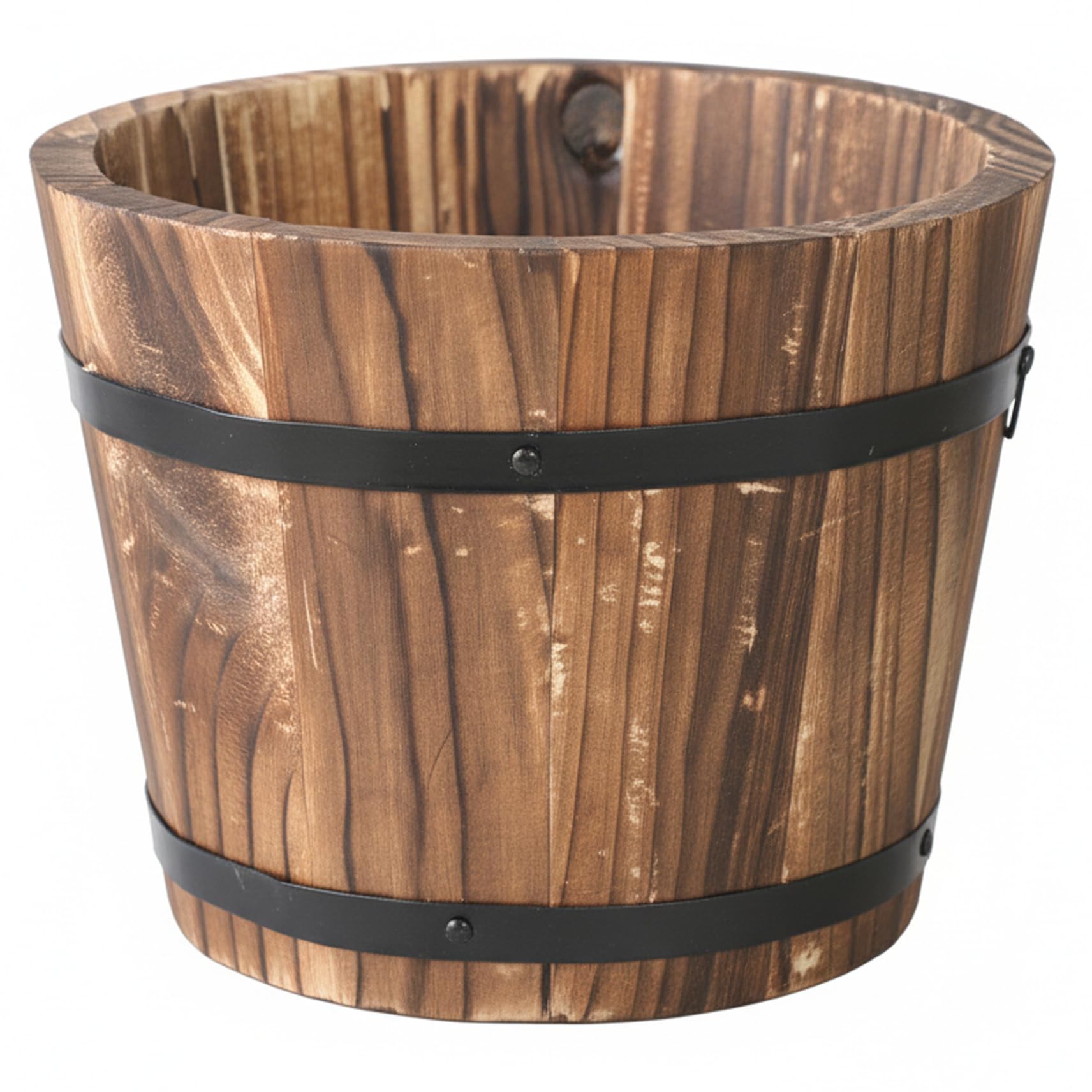 Pot de fleurs tonneau rustique pour décoration d'intérieur et herbes aromatiques