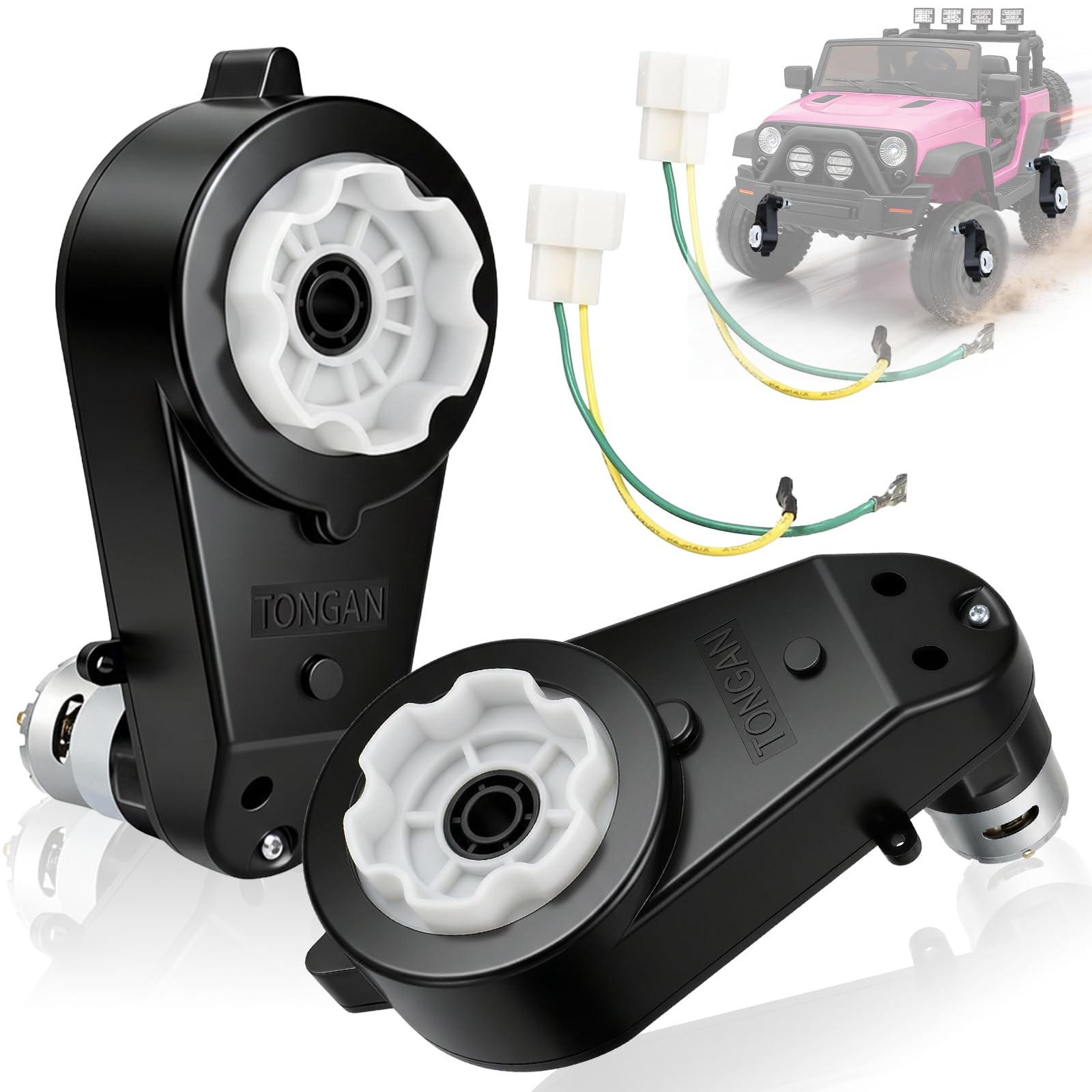 Photo 1 of 12V Powered Wheels Motor Gearbox Replacement 2 Pcs RS550 40000RPM High Speed Upgrade Set Compatible with Most Ride On Toys, Kids Electric Cars for Powered Wheels Replacement Parts