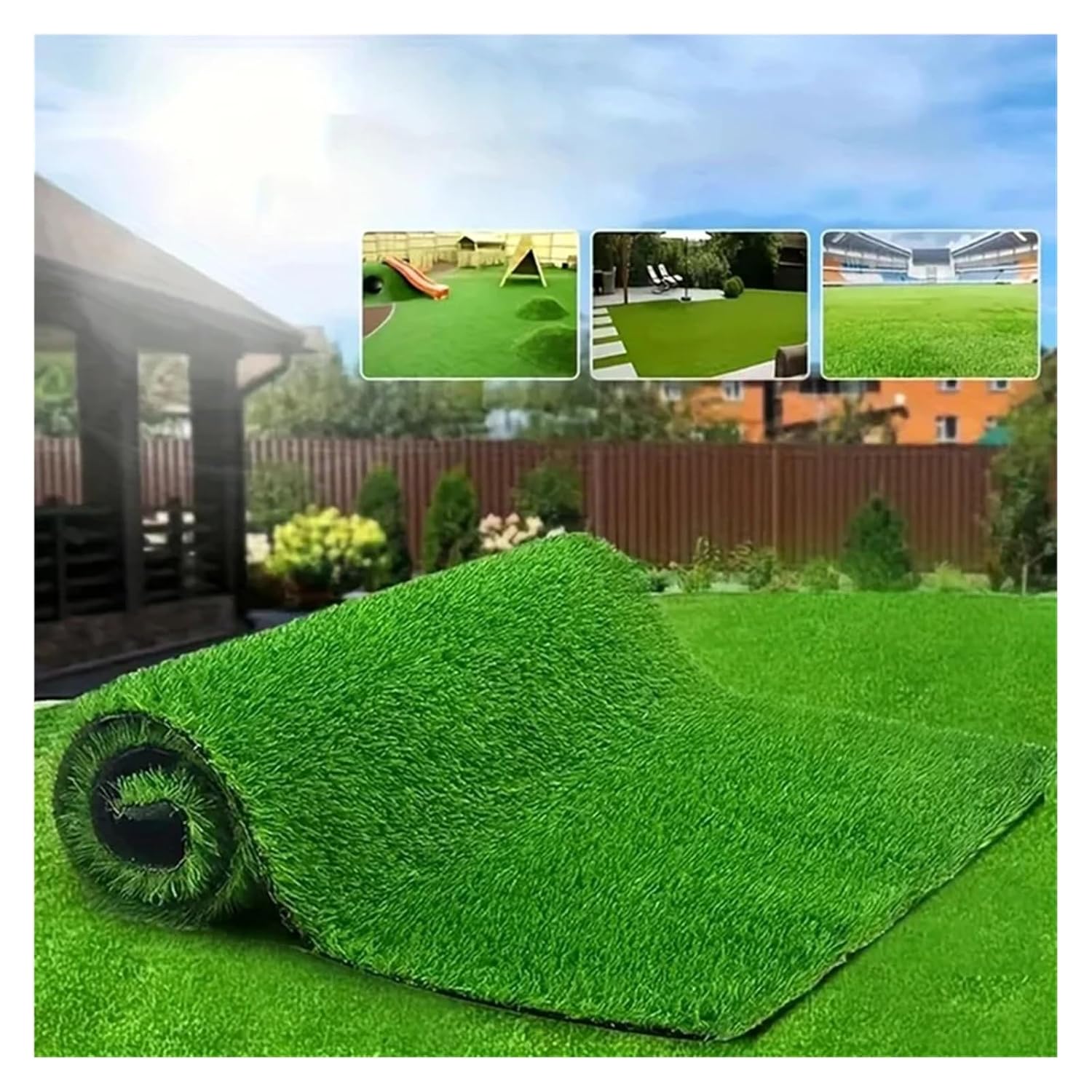 Garden Supplies Aritificial Realistic Grass Pad Thick Synthetic Fake Mat for Outdoor Garden Patio Landscape Lawn Mats Nozzle(Light Green Turf,50x100cm)