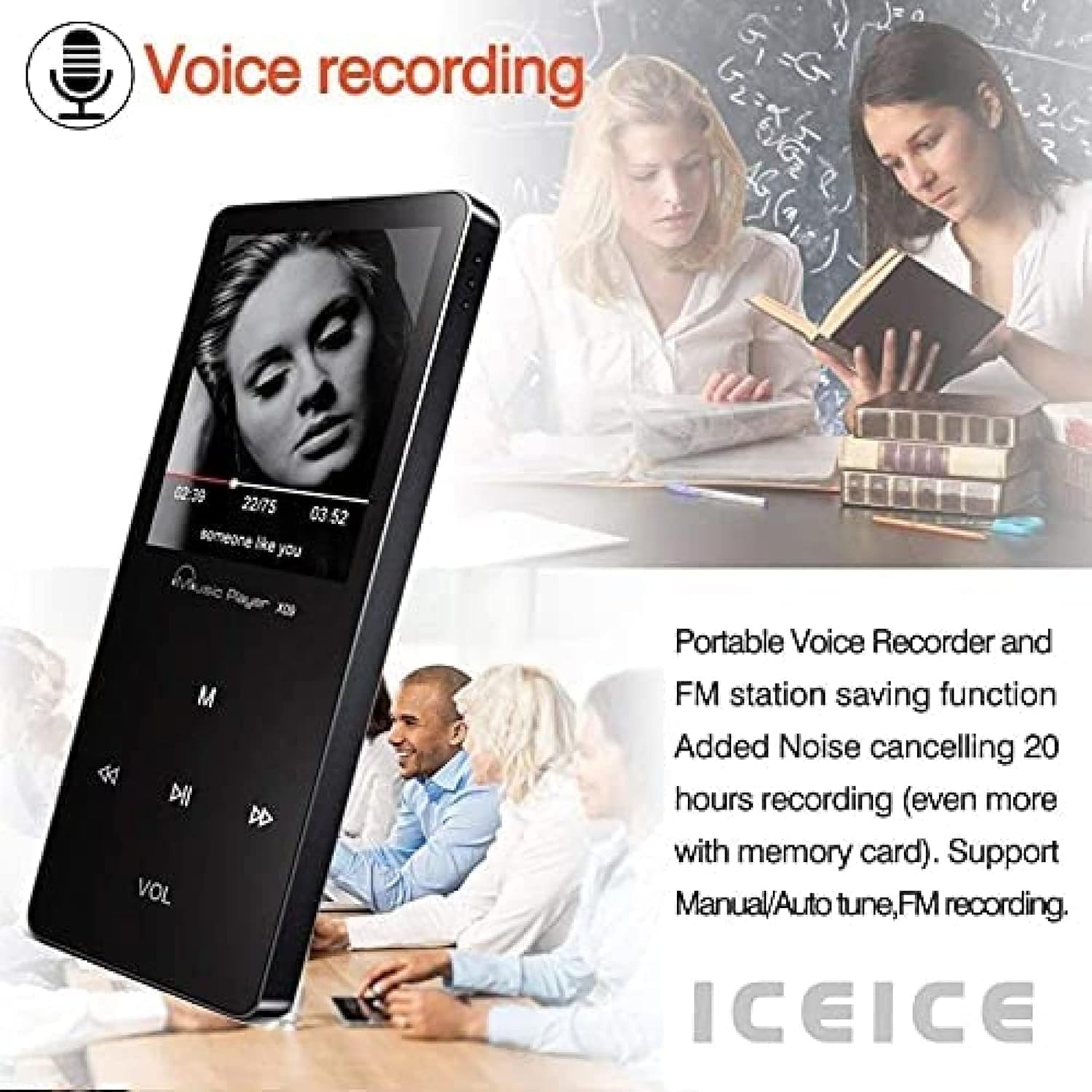 Lecteur Mp3 Bluetooth Lecteur De Musique Portable avec Emplacement De Mémoire Batterie sans Fil Et Longue Durée pour L’extérieur Et La Course Compatible avec La Carte SD Stockage Plus Grand