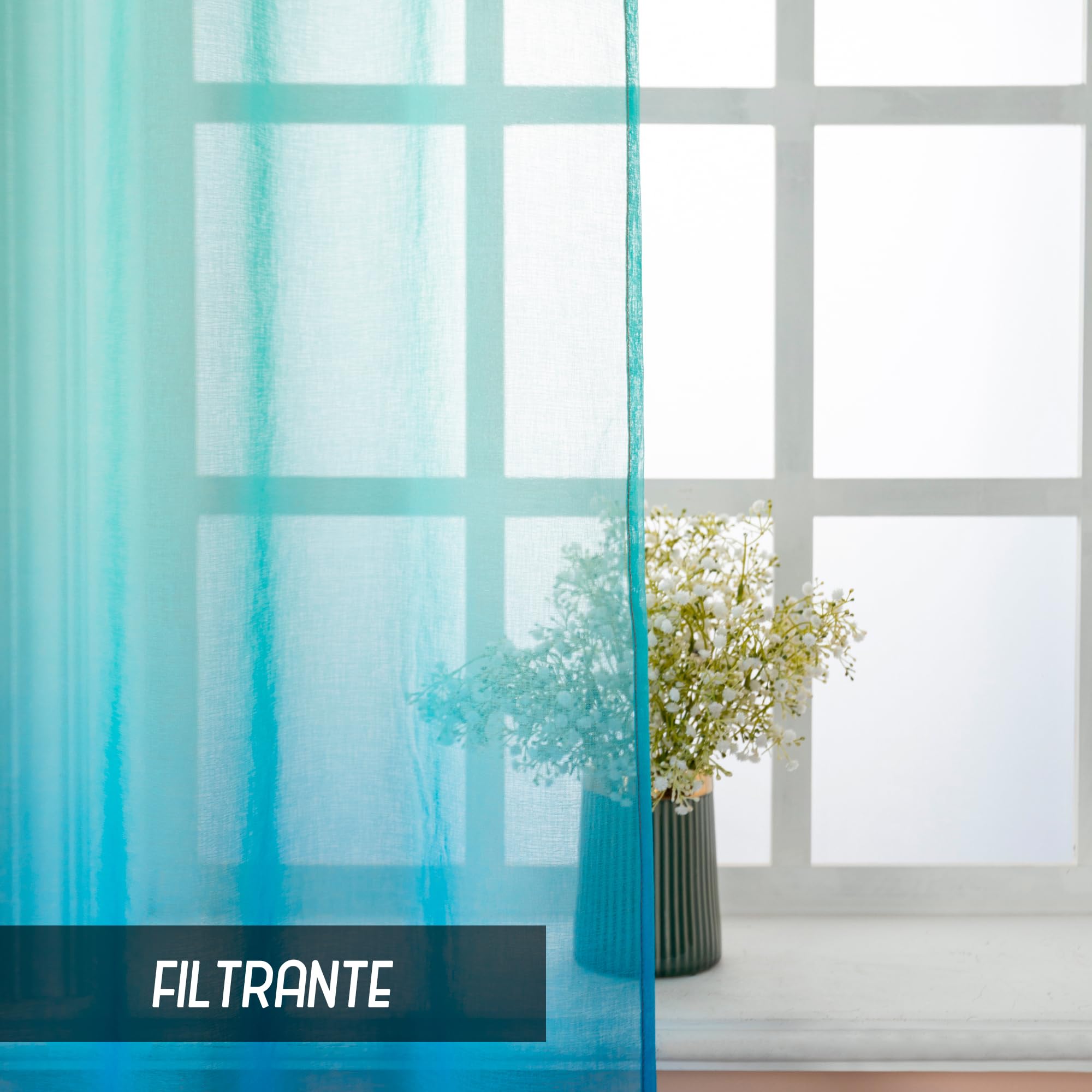 GIRASOLE HOME Tende Voile Semi Trasparenti Arcobaleno 2 Pannelli 140x275cm