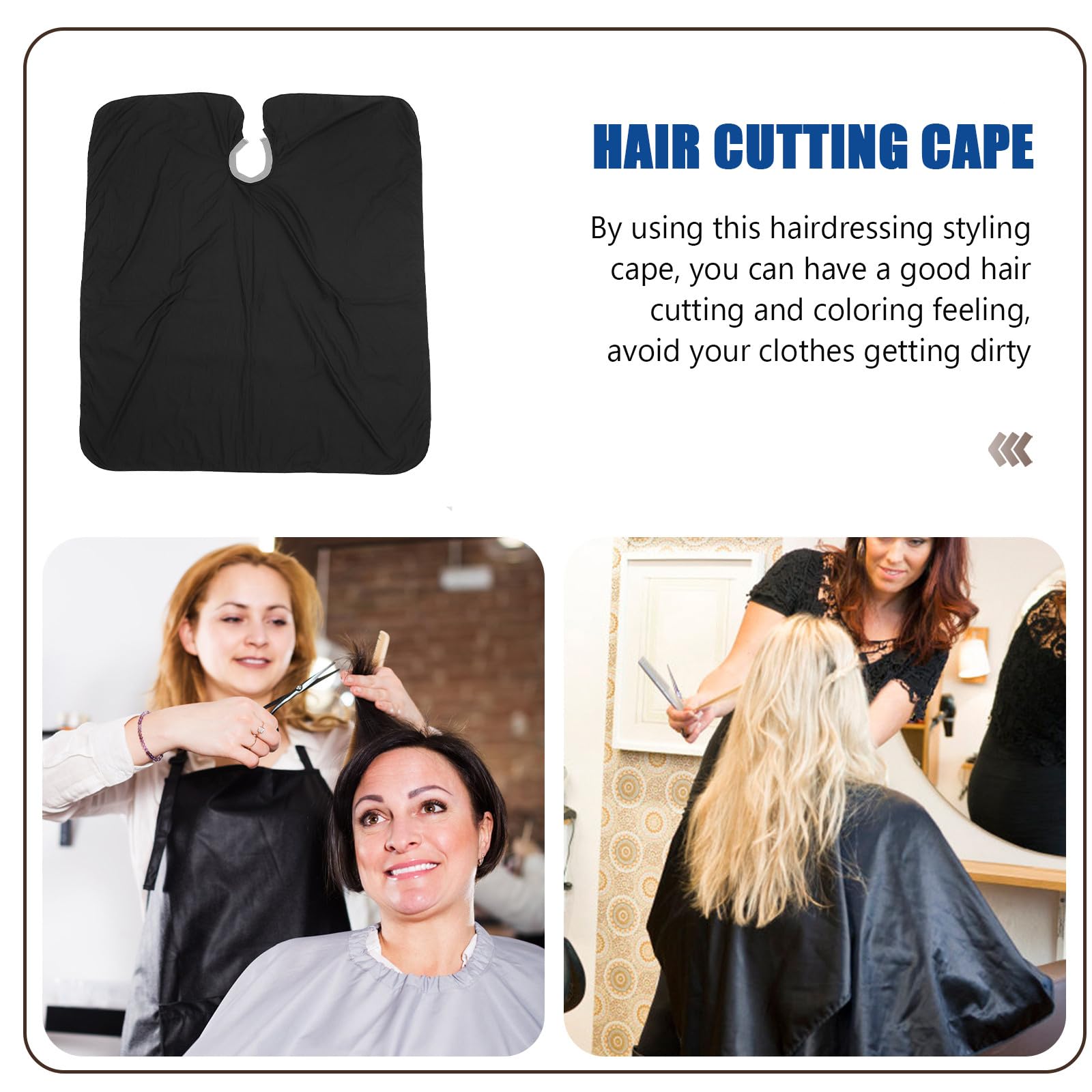 STOBAZA Capa de Corte de Pelo para Peluquería Negra de Tejido, Adecuada para Lavar y Cortar Cabello en Casa, Protege la Ropa y Facilita el Peinado