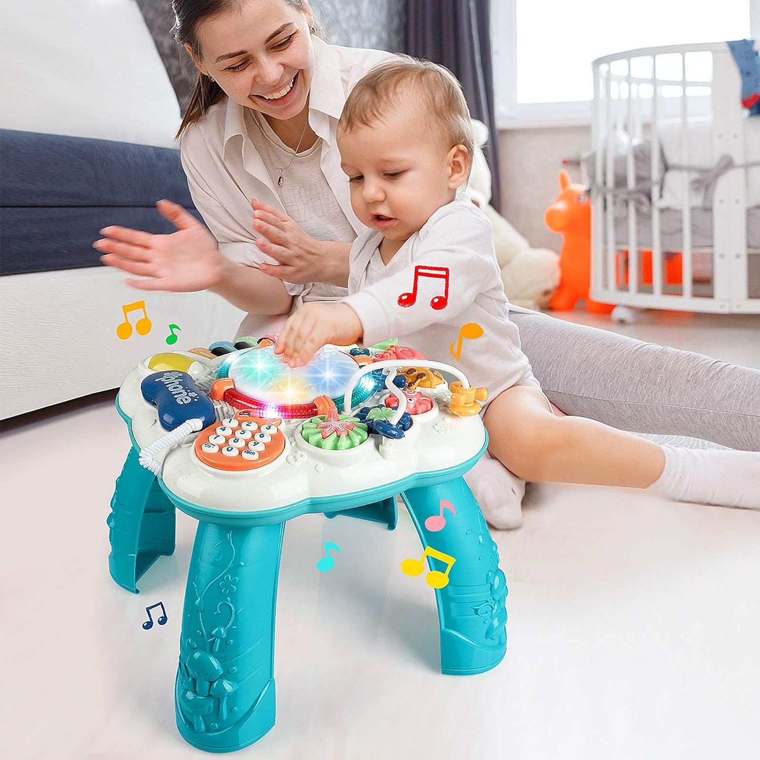 BACCOW Baby Toys, Activity Table for Baby 6 to 12-18 Months, Learning Musical Toddler Toys for 1 2 3 Year Old Boys Girls Gifts : Toys & Games