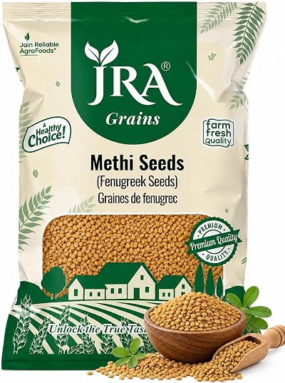JRA Grains Fenugreek Seeds, 200 g (7.05 oz) | Premium Whole Methi Seeds | Fresh & Aromatic | Ideal for Curries, Pickles, Spice Blends & Cooking | Non-GMO | Vegan | Product of India