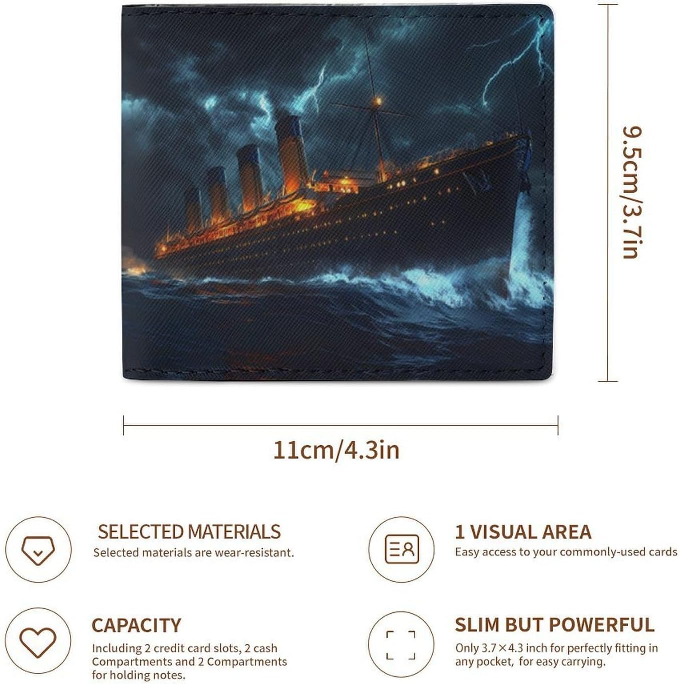 Titanic in Thunder Novelty Wallets Slim Soft Front Pockets Bifold Wallet with ID Credit Card Holder