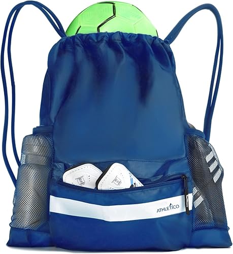 Athletico Bolsa de fútbol con cordón mochila de fútbol para niños o niñas también puede llevar baloncesto o voleibol