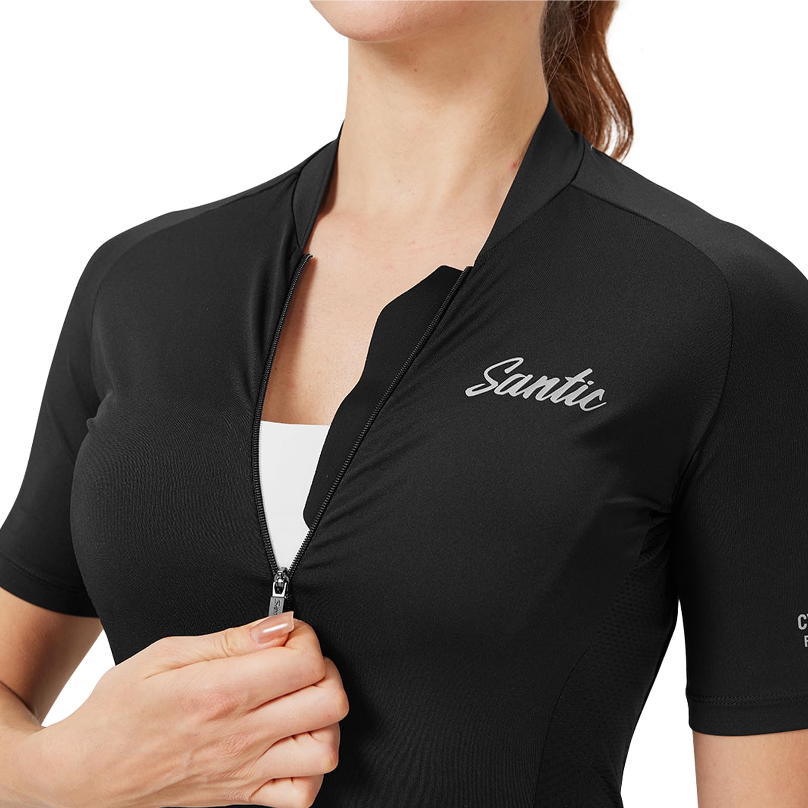 Santic Maillot Cyclisme Femme Manches Courtes Tissu Respirant avec Séchage Rapide & UPF50+