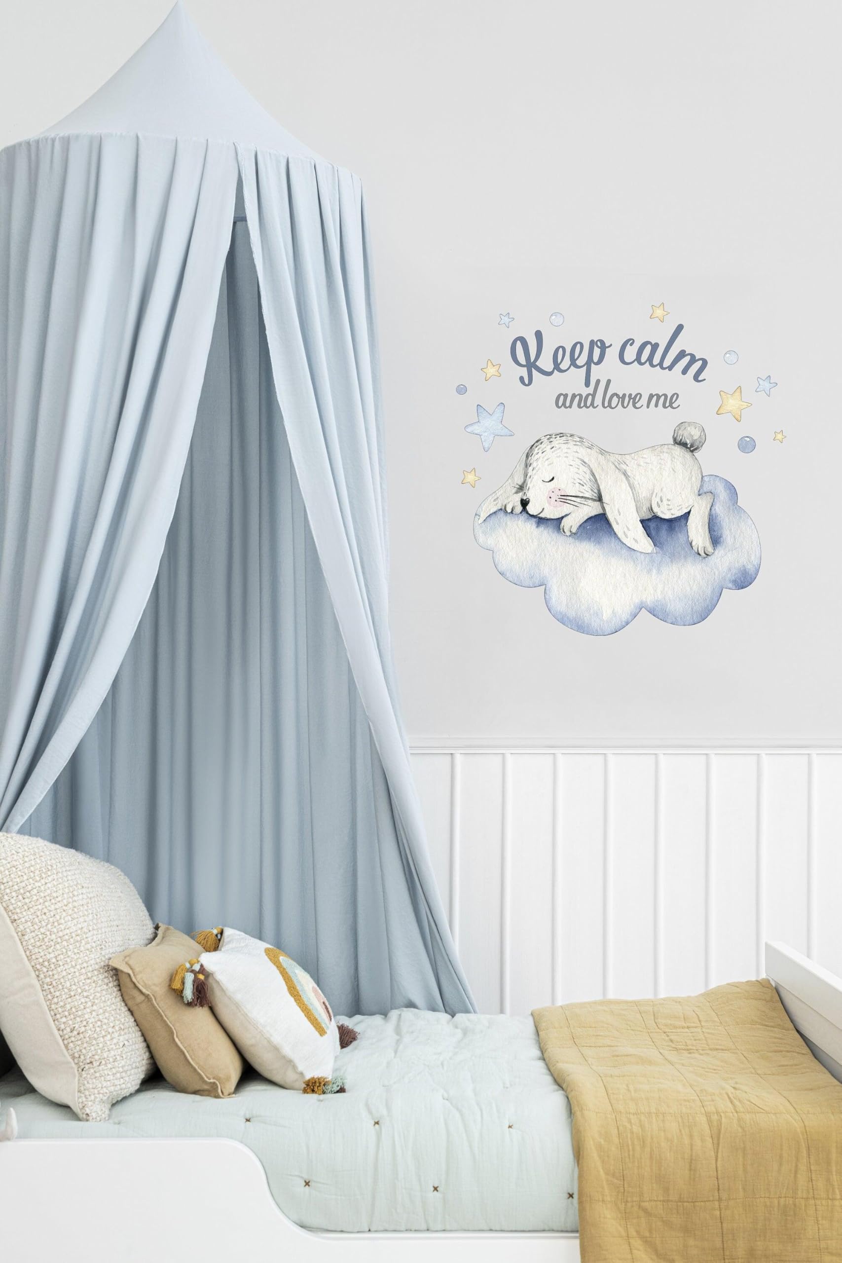 Adhesivo decorativo de pared para habitación de bebé, diseño de nube, luna, estrella, decoración de animales, para habitación de niño y niña, 55 x 55 pulgadas, diseño de rasqueta de luna