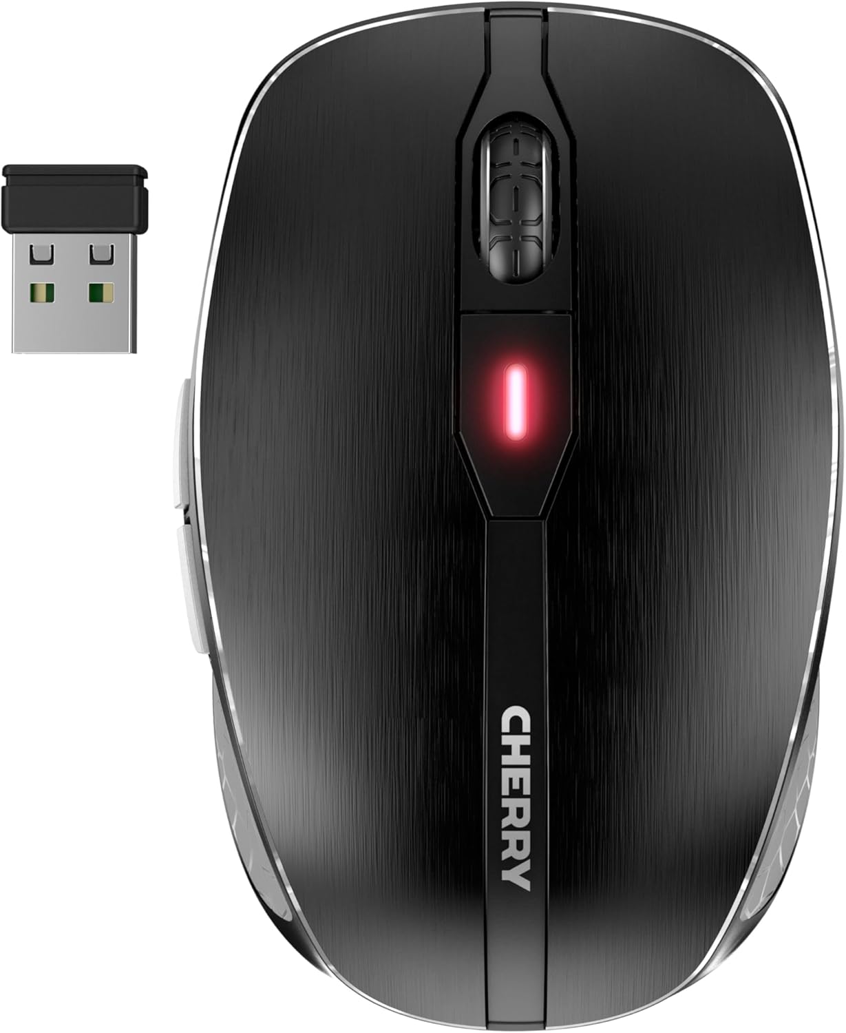 Cherry MW 8C Advanced, Wireless Mouse, Bluetooth & 2.4 GHz Connection, 4-Level Adjustable Resolution Up to 3000 dpi, Rechargeable, Incl. Transport Bag, Black