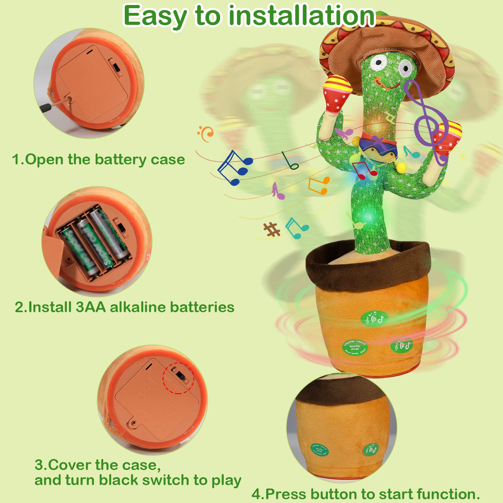 HICAS Dancing Talking Cactus Toy Repeat What You Say Singing Cactus Voice  Recorder Baby Toys Volume Control with 120 Songs Funny Children Education  Toys, Gifts and Home Decoration - BigaMart