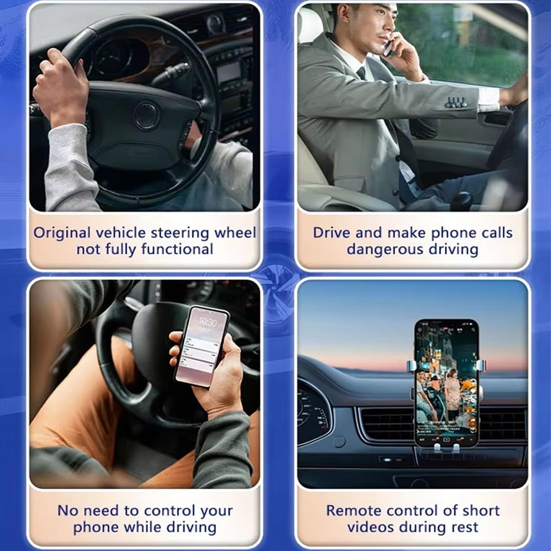 TikTok - Telecomando Bluetooth per auto, bici, moto, pulsante di controllo del volante, batteria ricaricabile integrata, compatibile con iPhone e telefoni Android