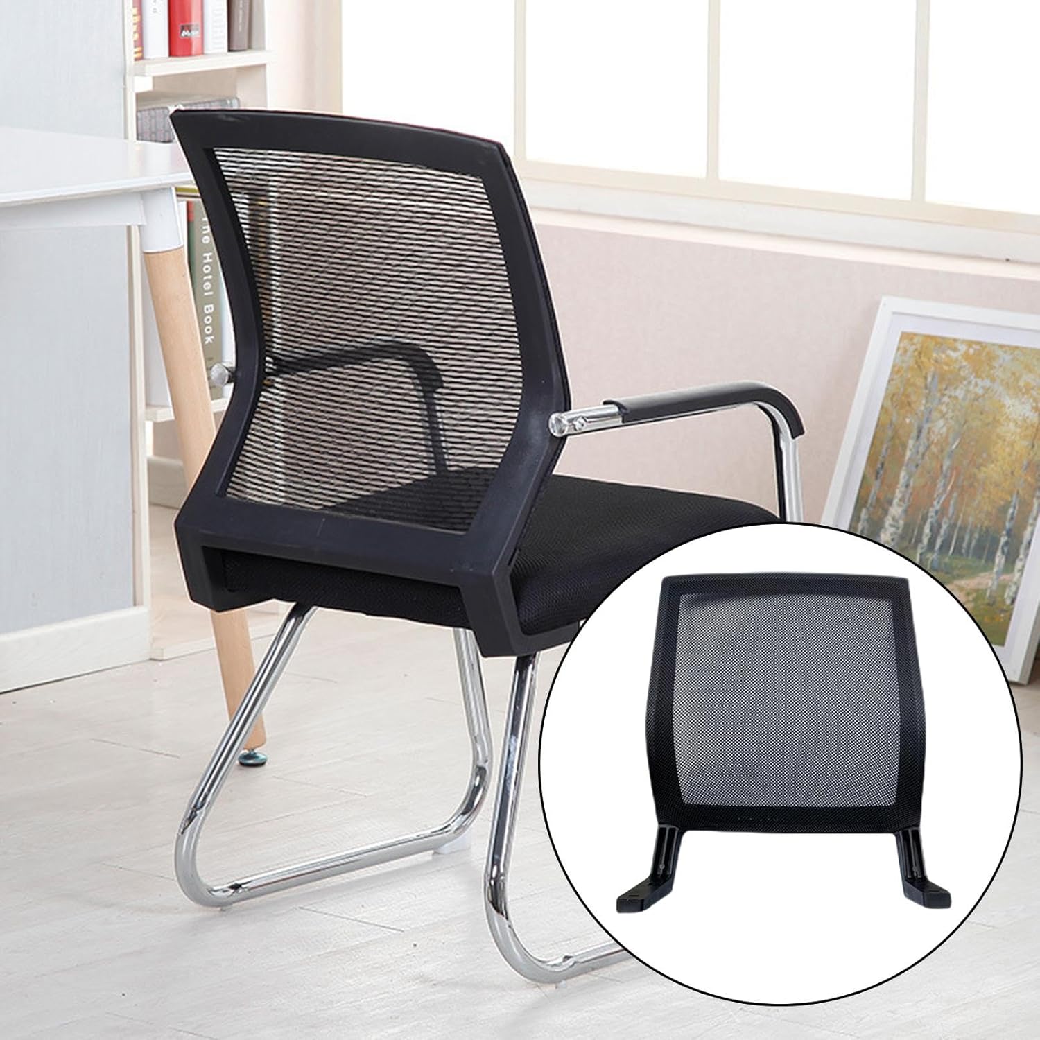 オフィスチェア バックレスト 交換用 17.32x21.26インチ ユニバーサル デスクチェア アタッチメント エルゴノミックメッシ