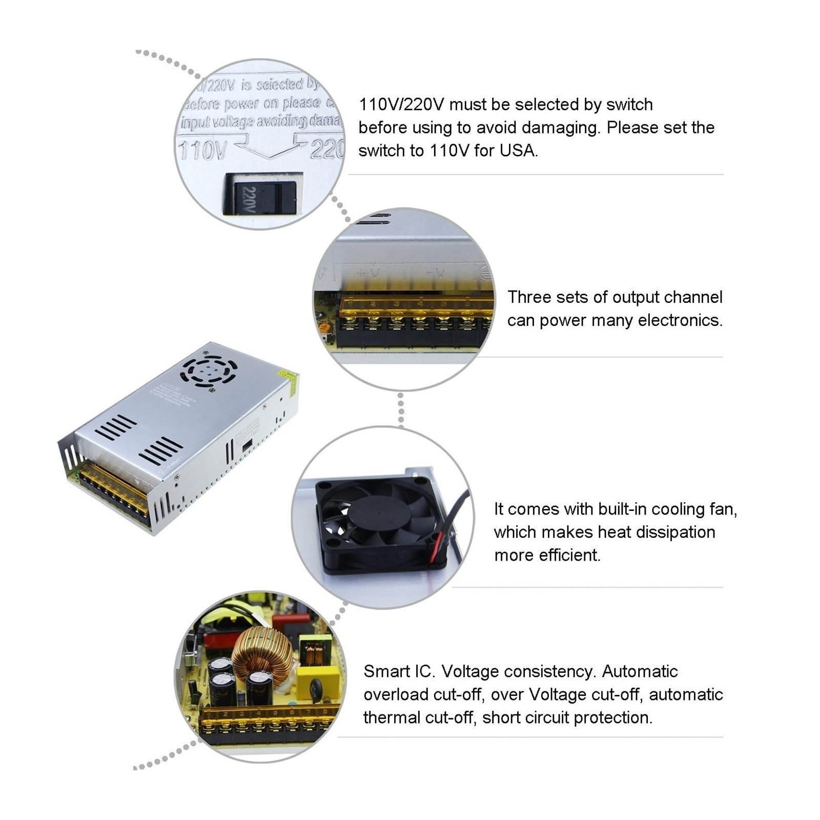 Alimentatore switching DC 15V, trasformatore 200W 360W 480W 500W 600W 800W 1000W 1200W, adattatore di alimentazione for unità LED(1200W)