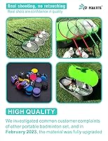 Vista 3 de Portable Badminton Net Set,Folding Volleyball Badminton Net,4 Professional Graphite Badminton Racket,8 Racket Grip Tape,4 Shuttlecocks,Family