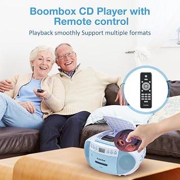 Gelielim CD and Cassette Player White add Light Blue