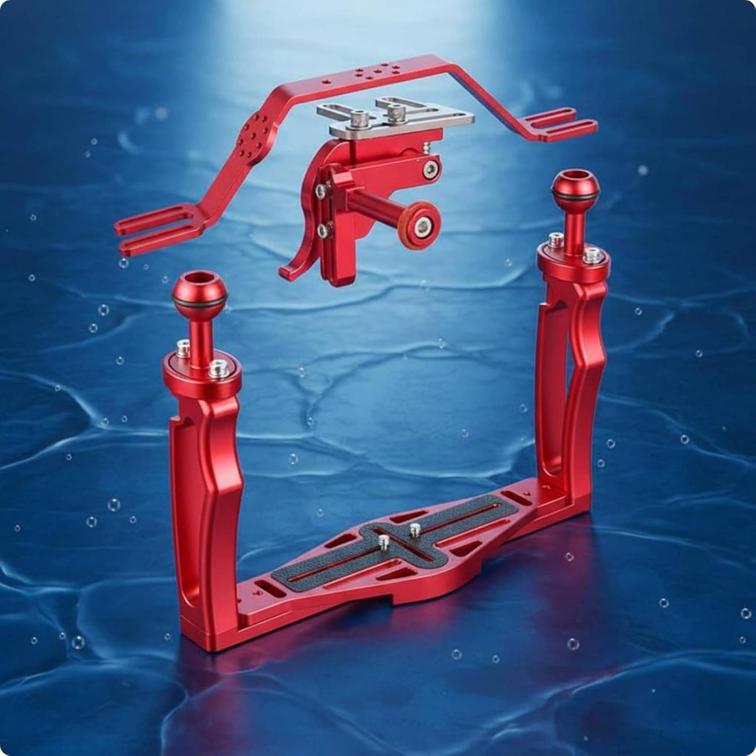 Underwater Camera Support Rig Bracket Cage Handle Frame Mount Made of Aluminum Alloy with Grip and 1/4 Inch Port Suitable for Dive Instruction Charter Trips Dive Gifts, Black, Handheld image 5