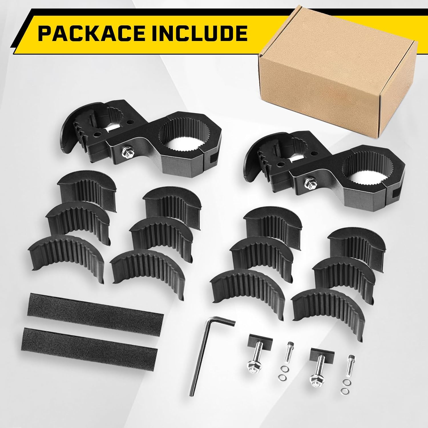 2-Pack Quick-Release Rubber Clamp with Roll Bar Clamps Mounting Brackets for 1" 1.5" 1.75",Rubber Mount Clamps for 1-1/7'' to 1-3/7'' Diameter in Diameter Tools for ATV UTV Truck Snowmobile Golf Cart