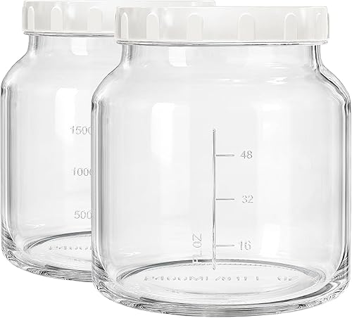 Qianfenie Paquete de 2 tarros de almacenamiento de vidrio de boca ancha con tapa hermética, tarros de almacenamiento de alimentos de 1 galón con