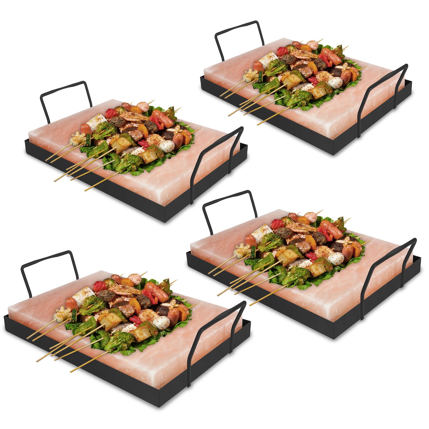 Kamienie solne XXL do grillowania, 20 x 30 x 3 cm, z żelazną płytą, wielokrotnego użytku, oryginalna kryształowa sól z podgórza, płyta solna do grillowania na grillu, 8 szt