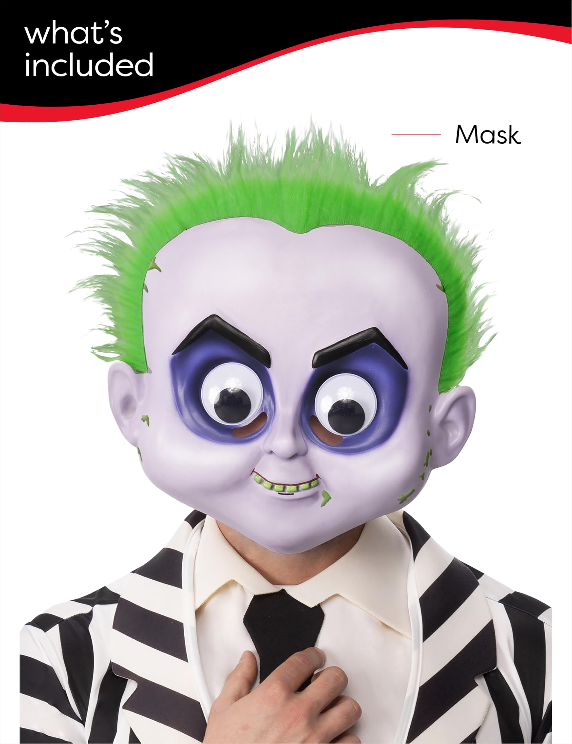 Rubies Beetlejuice Googly Eyes Mask Adult Kids Unisex Costume Accessory Beetlejuice License for Halloween Carnival Cosplay - Image 3