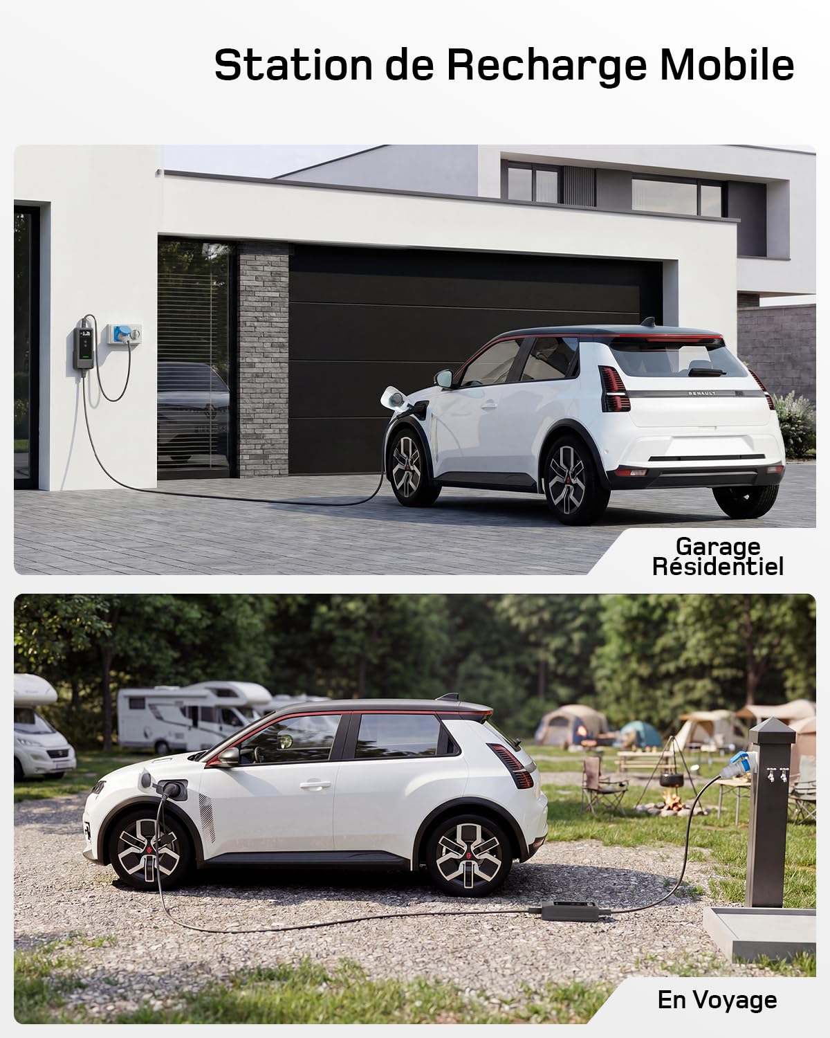dé Chargeur Voiture Electrique 7kW APP [6m, 1-Phase, 6A-32A] Chargeur Voiture Electrique Type 2 P17 avec Puissance Réglable à Distance, Compatible avec R5, Scenic, Model Y, E-208 et Autres EV/PHEV