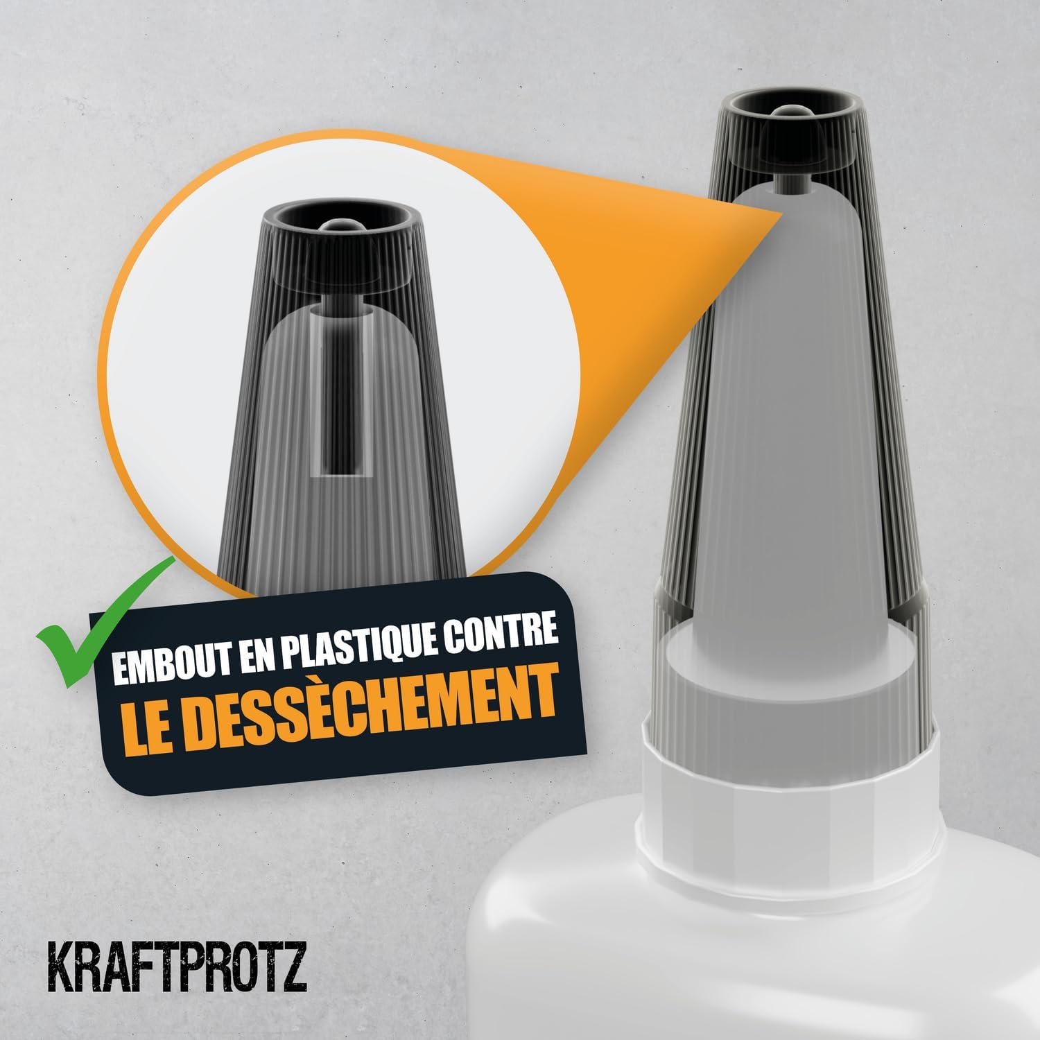 KRAFTPROTZ Colle forte extra fluide 50 g – super glue capillaire haute précision, résistante à l’eau & à la chaleur pour plastique, métal, bois, verre & céramique - Description
