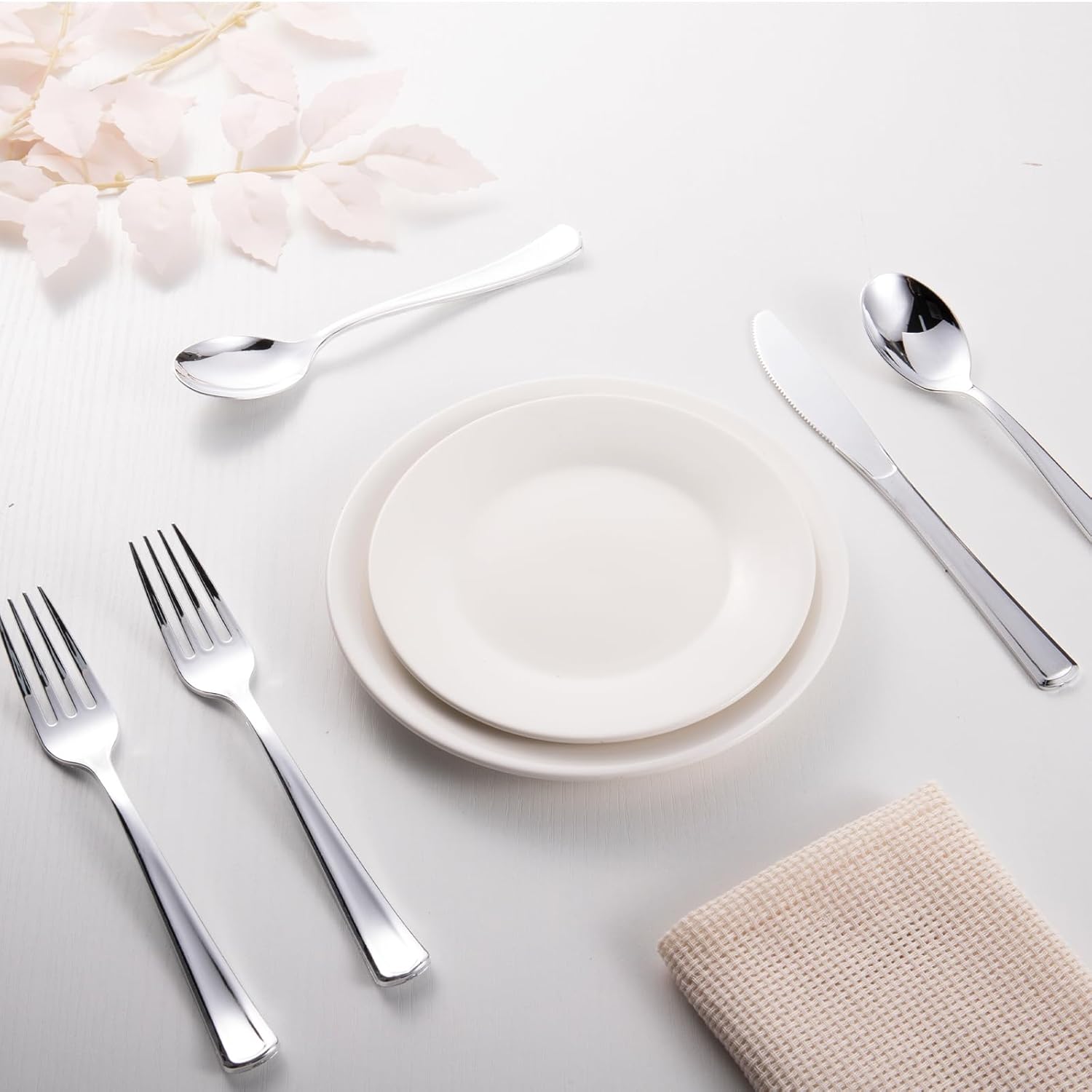 144 Pack Silver Premium Heavy Duty Plastic Silverware, 48 Forks, 48 Spoons, 48 Knives, For Catering, Parties, Dinners and Weddings, BPA-Free, Disposable Plastic Cutlery Set Utensils Set - Image 7