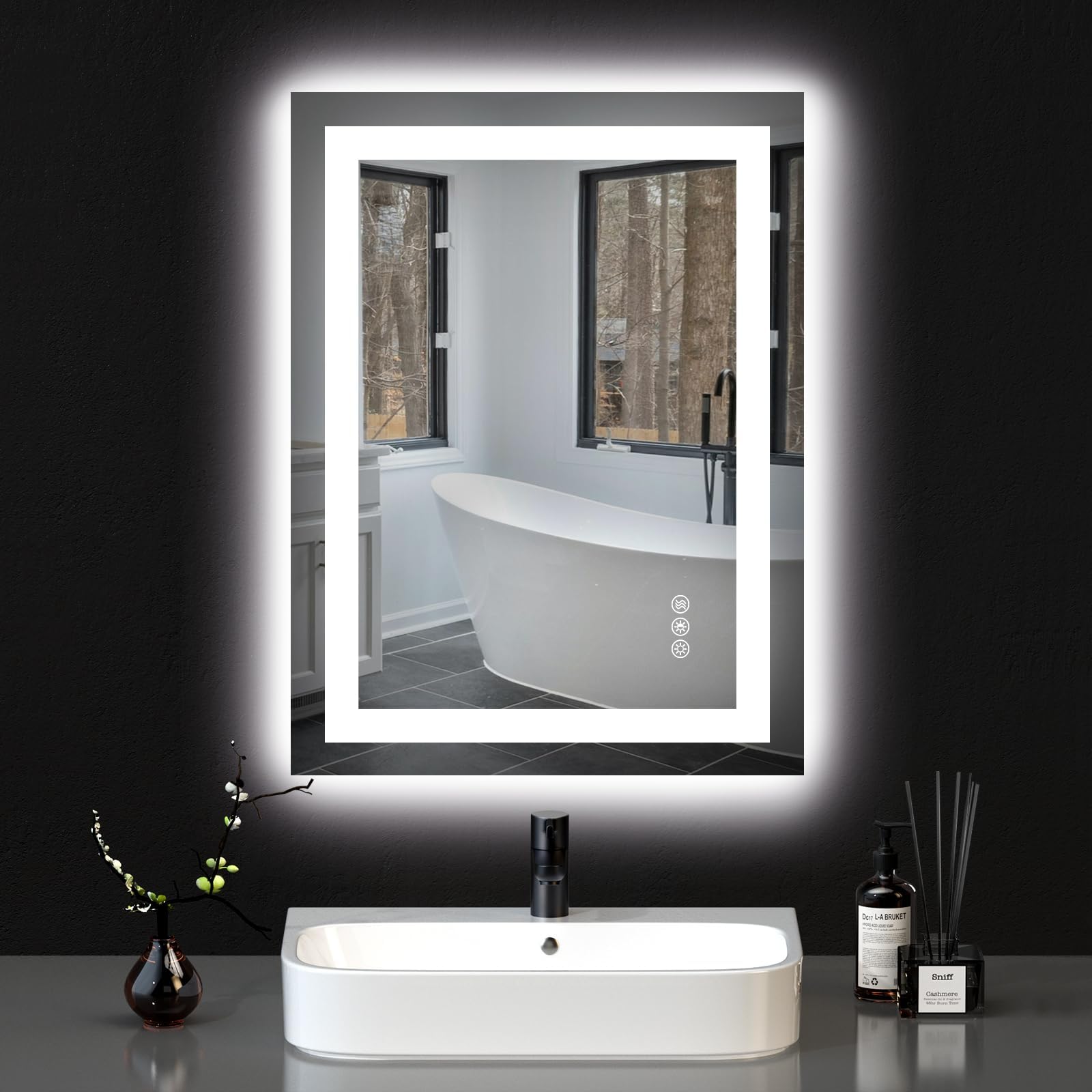 31.5X23.5 LED Bathroom Mirror with Lights, Anti-Fog, Dimmable, Backlit + Front Lit, Smart Bathroom Vanity Mirror, Memory Function, Shatterproof, Tempered Glass (Horizontal/Vertical)
