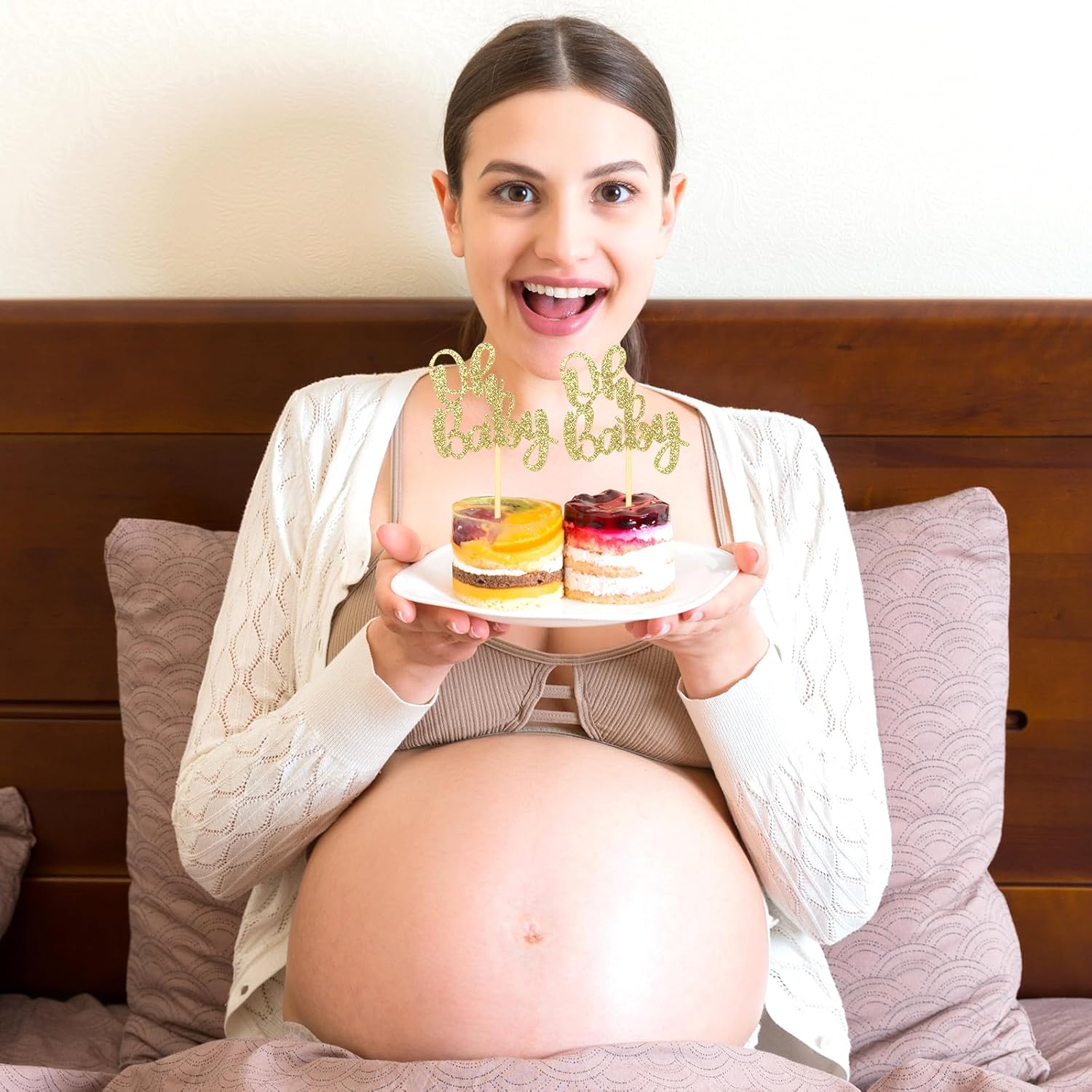 36 Pieces Gold Oh Baby Cupcake Toppers, Glitter Baby Shower Cupcake Picks Decorations for Celebrating Baby Shower Boys Girls Kids Birthday Theme Party Cake Decorations Supplies - Image 6