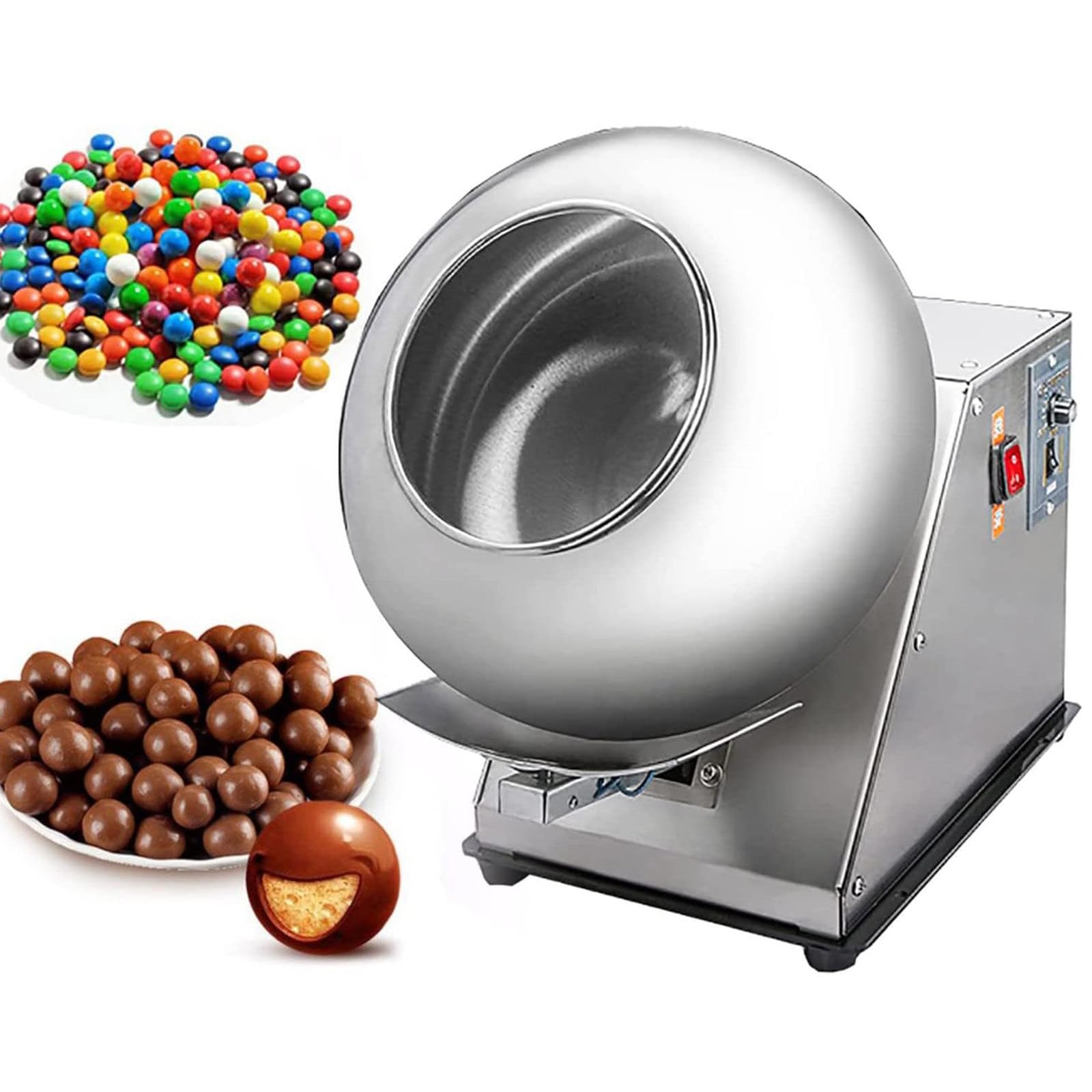 – Commercial Sugar Coater Machine, Electric Candy Polishing Machine, Sugar Ball Panning Machine With Coating Drying Function, 9 Adjustable Speeds Perfect For Food Industry,220V