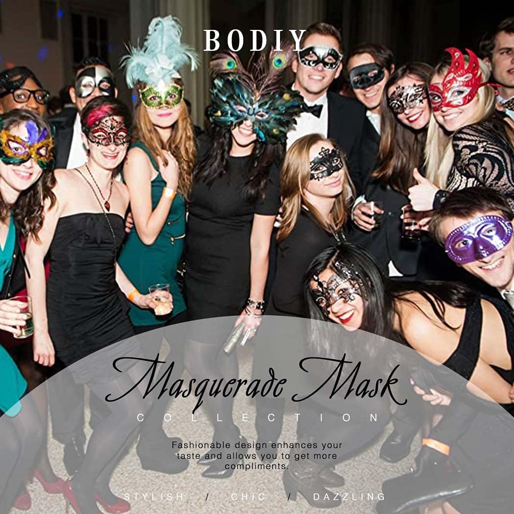 Miniatura 7 de BODIY Máscaras de encaje de Halloween, bola de mascarada, máscara veneciana, disfraz de cosplay para mujeres y niñas