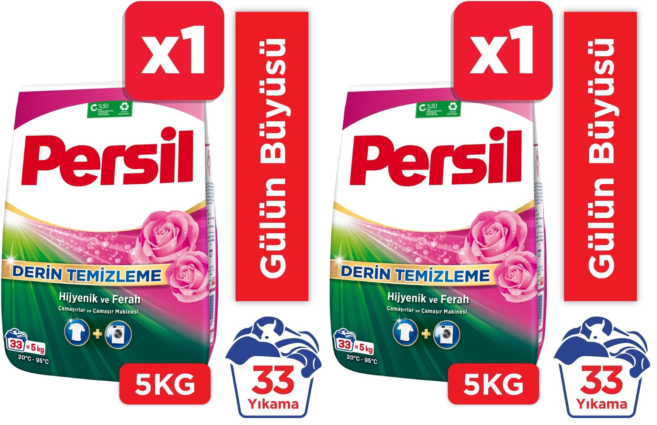 Persil Toz Gülün Büyüsü 33 Yıkama 5 kg, Gülün Büyüsü 5kg (2 paketi)
