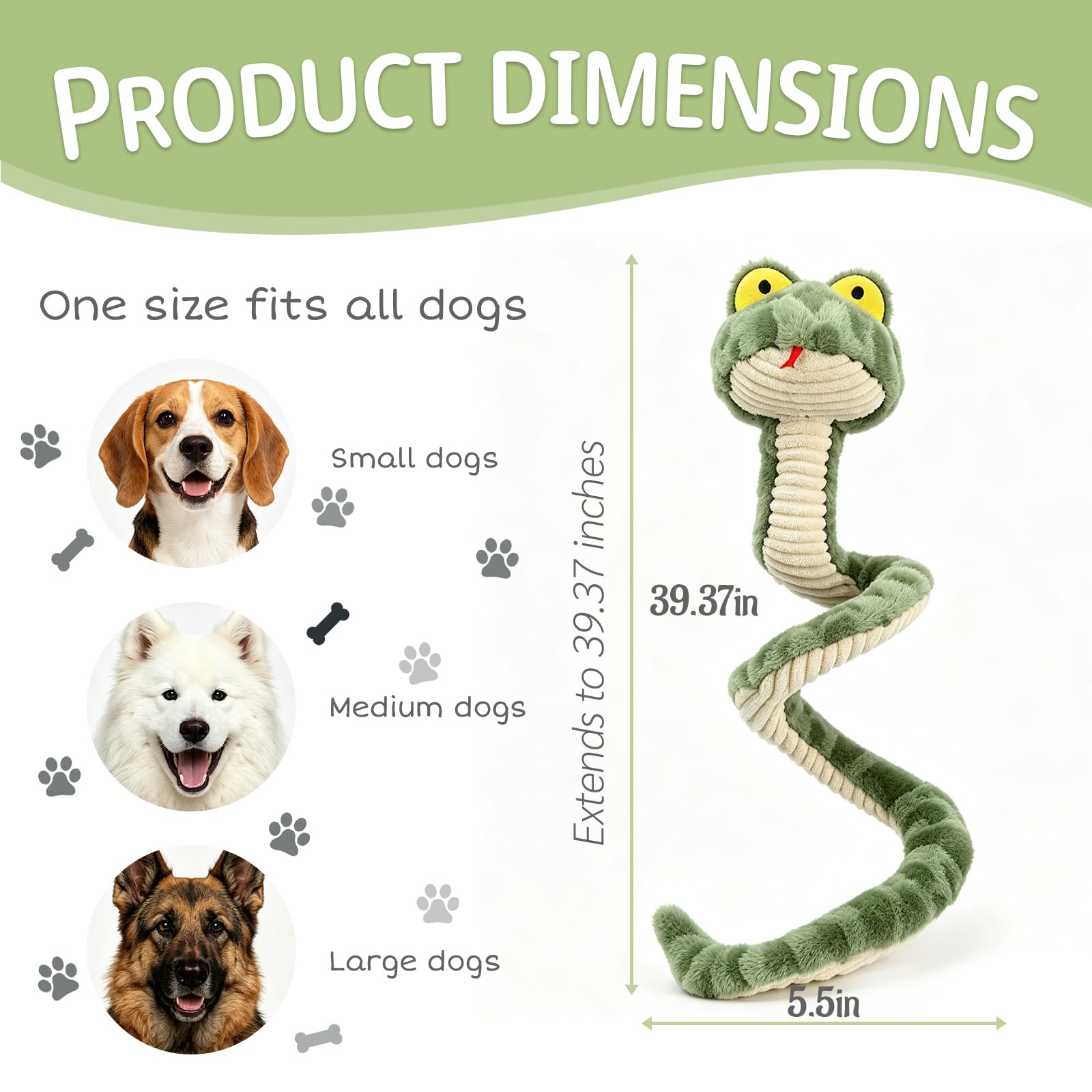 Giocattolo da masticare per cani in peluche, giocattolo interattivo elastico per cani di taglia media e grande, durevole, giocattolo gigante per cani da masticare, sollievo dalla noia (verde)