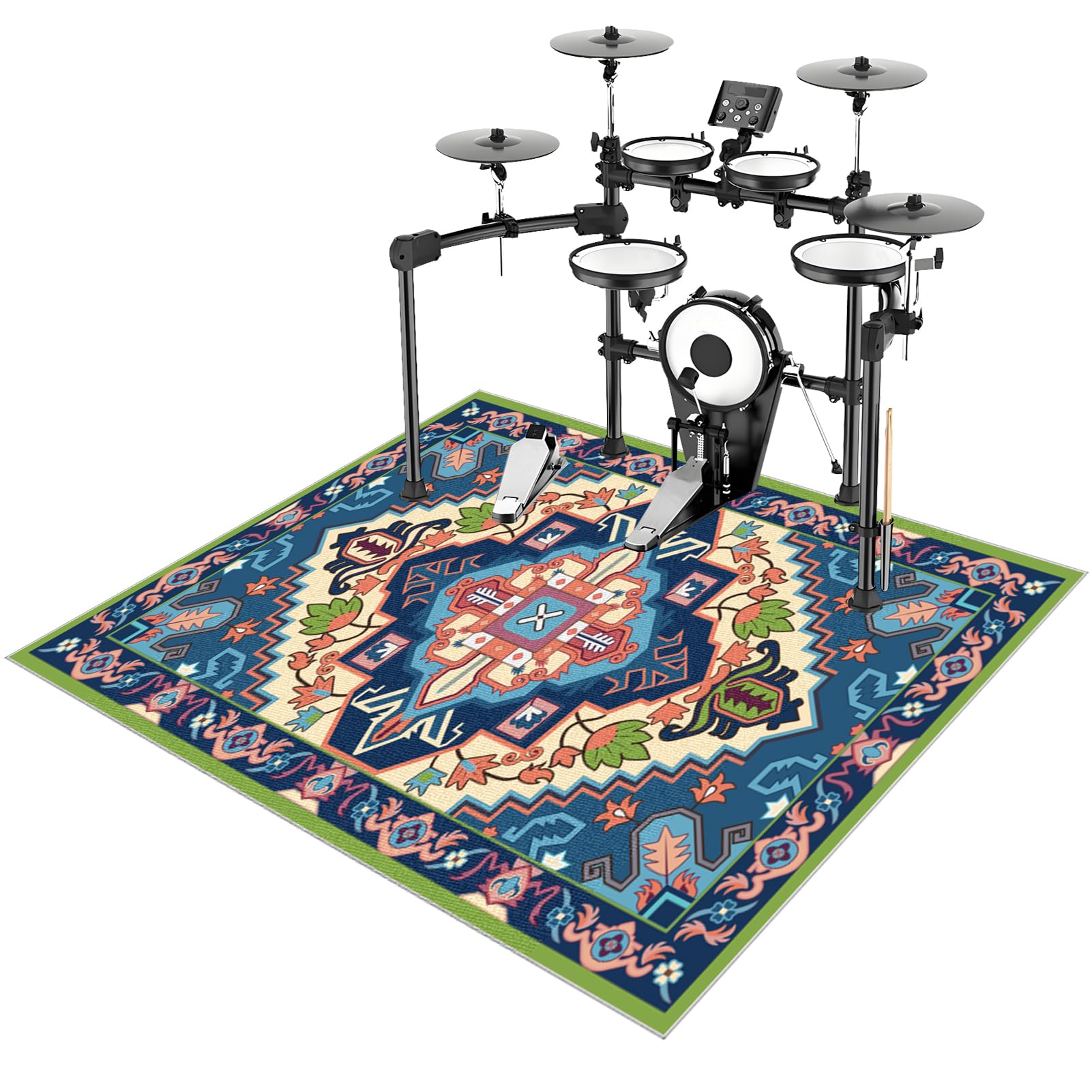 140 x 120 cm Schlagzeugteppich Drum Teppich Trommel Teppich Schallschutz Akustik Schlagzeug Teppich Professionelles rechteckiges Elektronisches Jazz Schlagzeug Kit Drumteppich für Studio, Wohnung